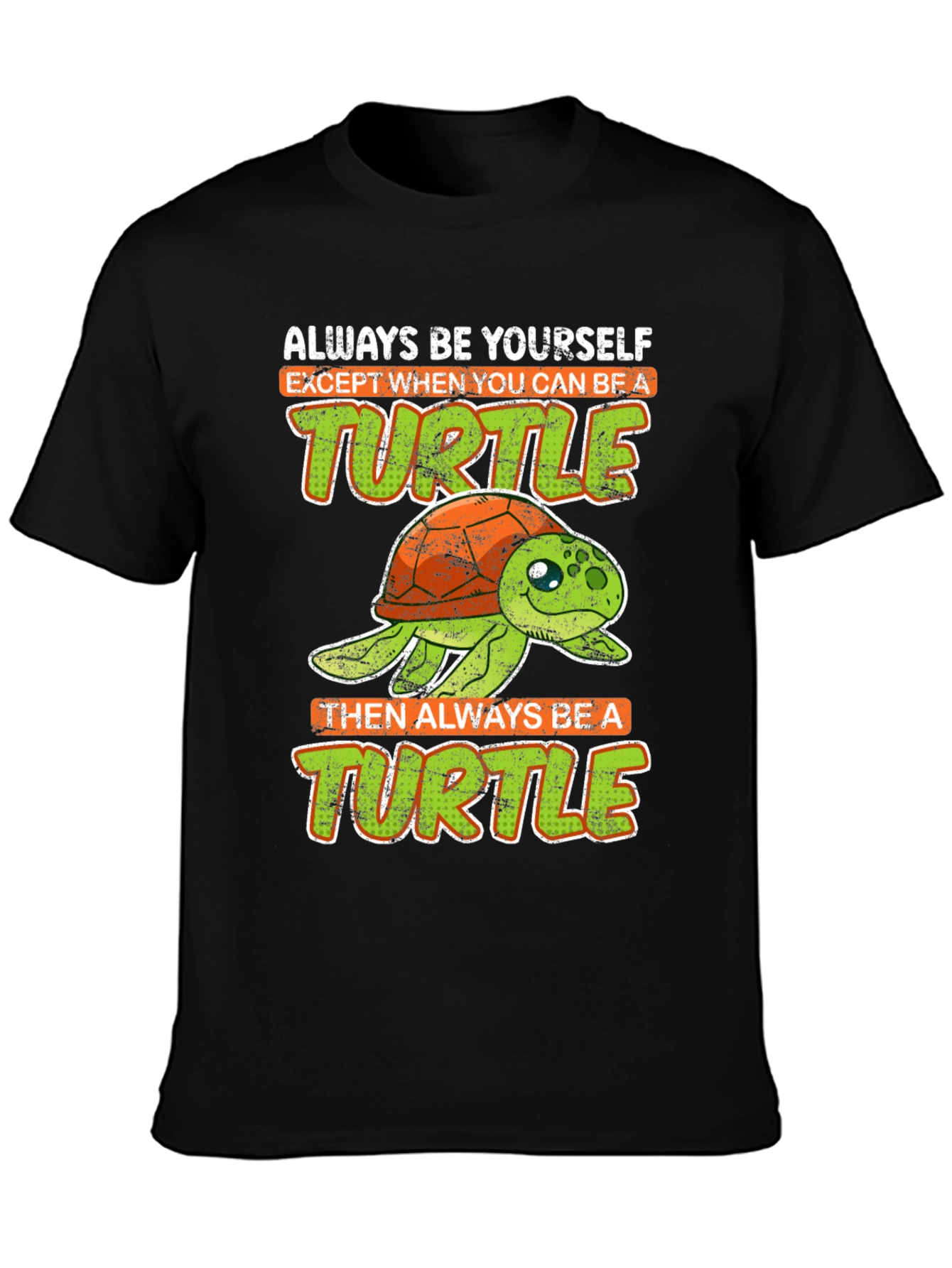 Black Funny Turtle Graphic Tee - Always Be Yourself T-Shirt view 3