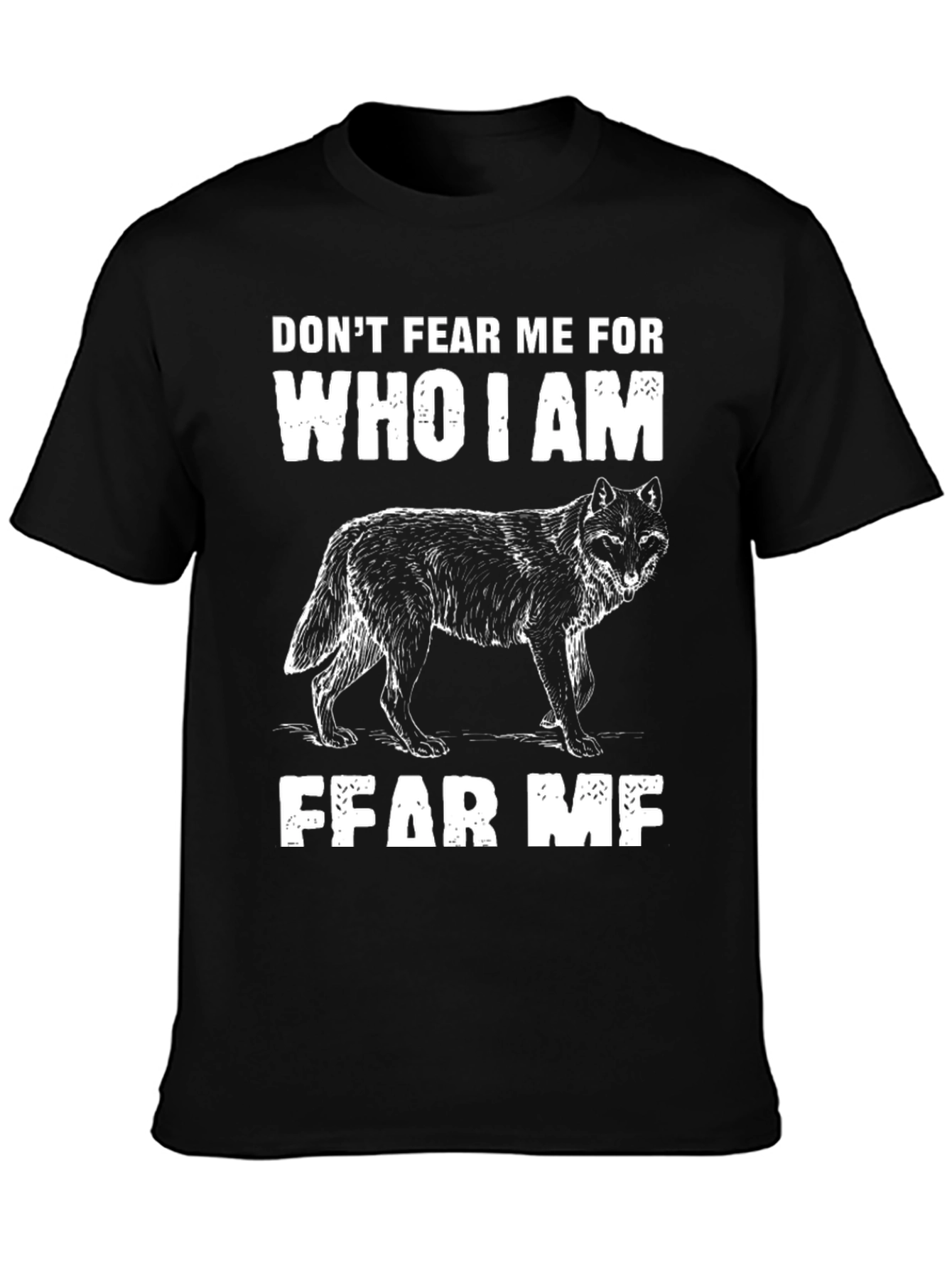 Black Don't Fear Me Wolf Graphic T-Shirt view 3
