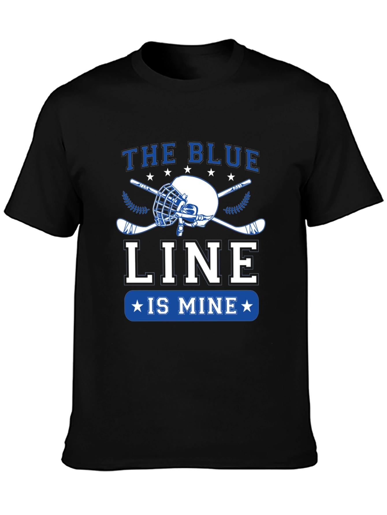 Black The Blue Line is Mine Hockey T-Shirt view 3