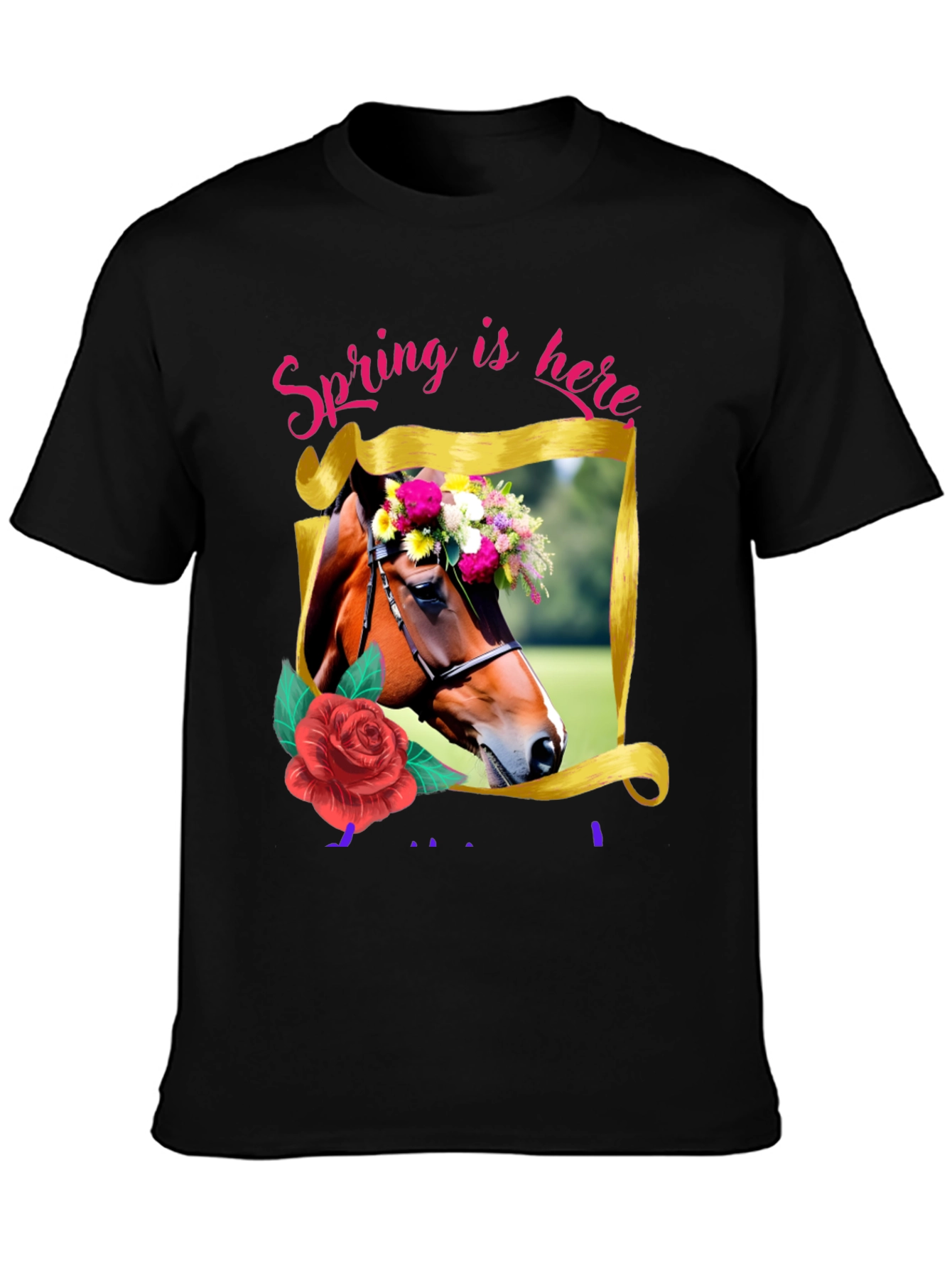 Black Spring Horse Graphic Tee view 3