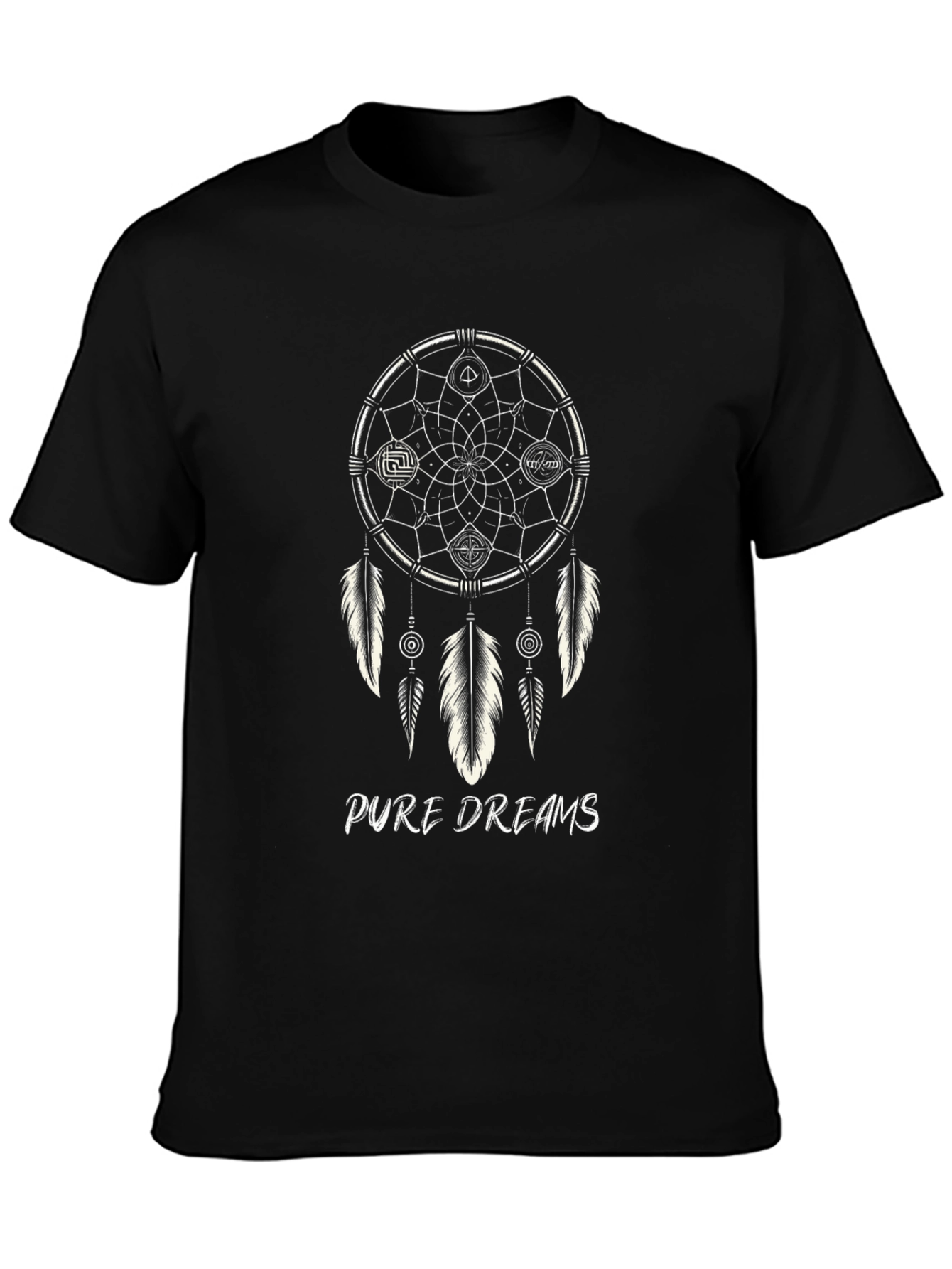 Black Pure Dreams Black Graphic T-Shirt view 3