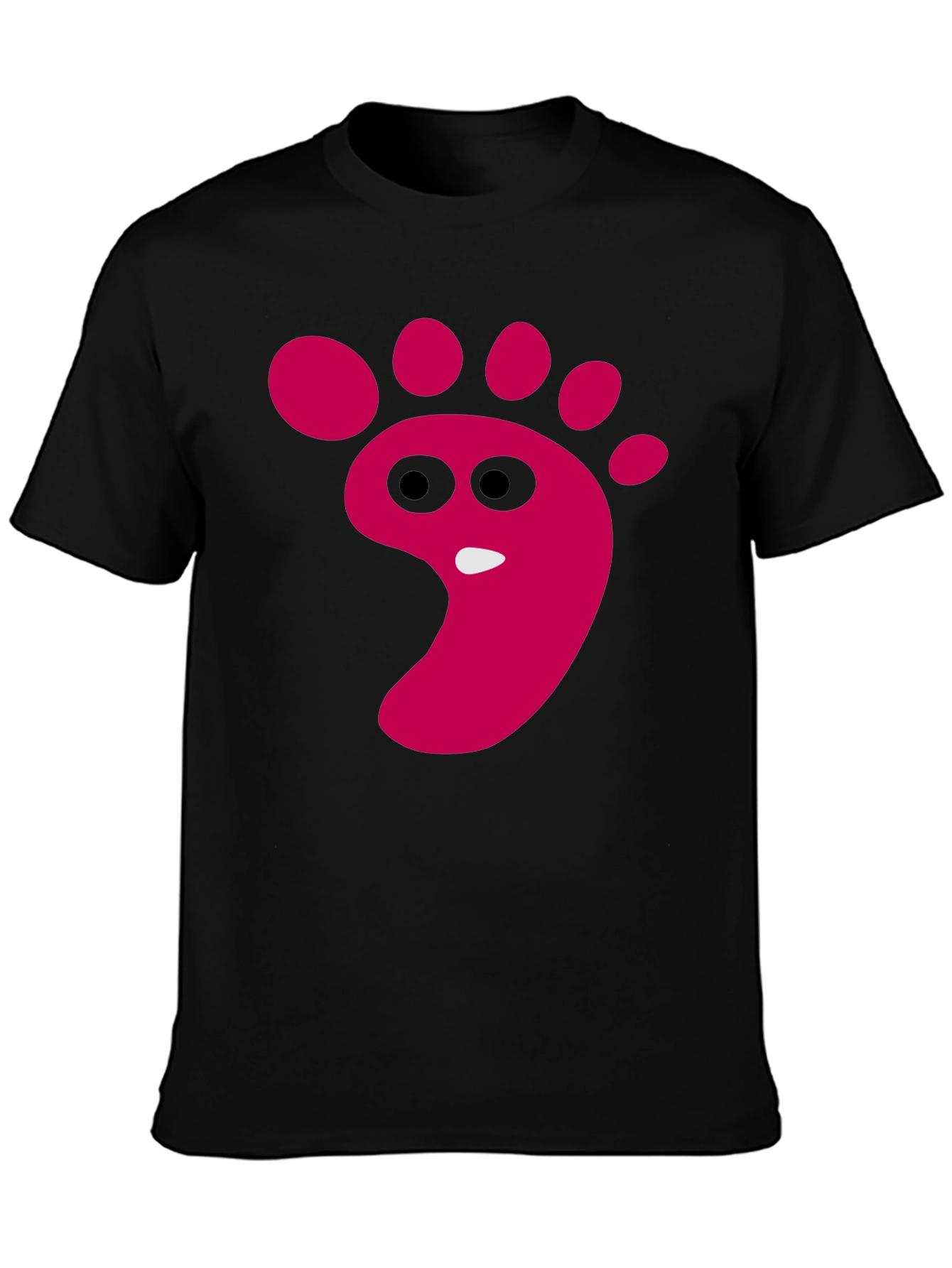 Black Funny Footprint Graphic T-Shirt - Black Cotton Tee view 3
