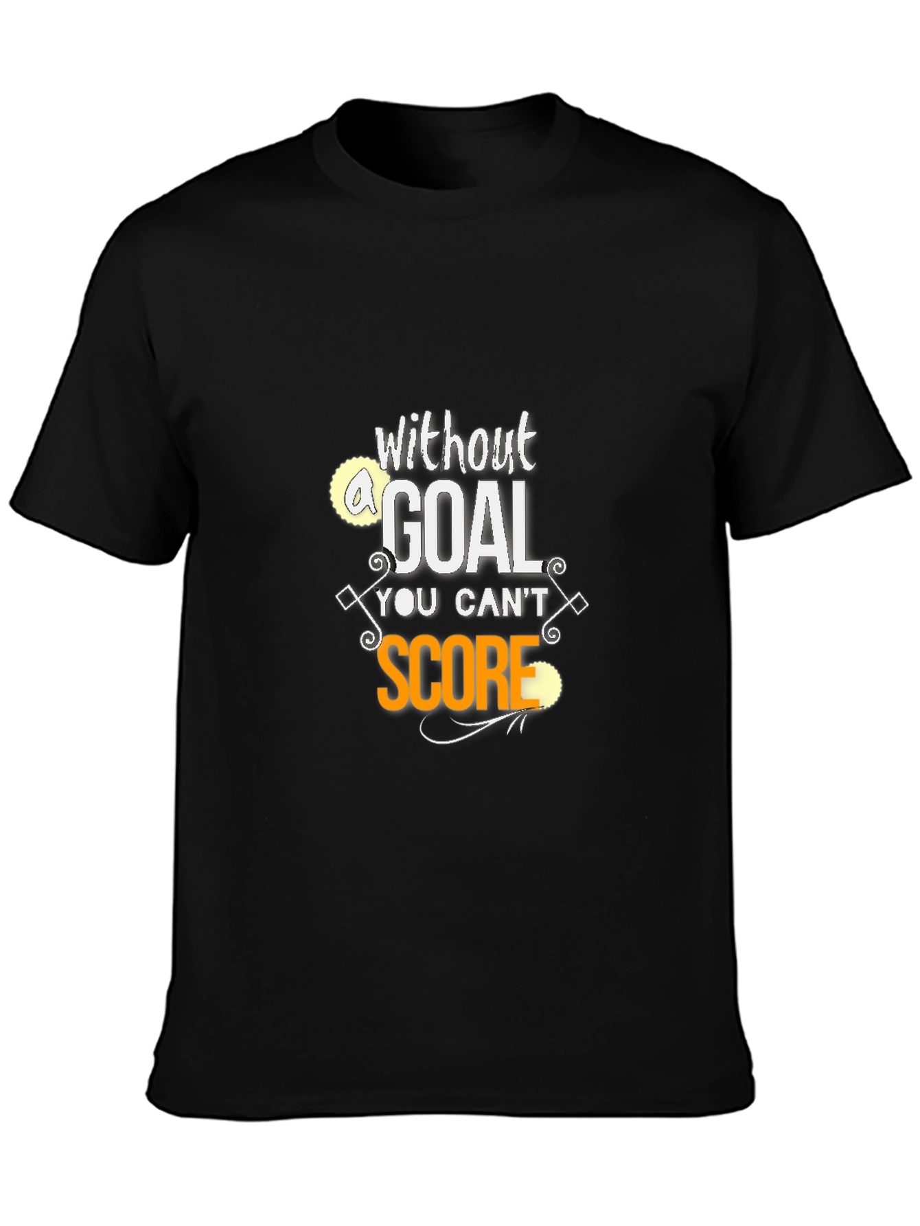 Black Motivational Goal Score Black T-Shirt view 3