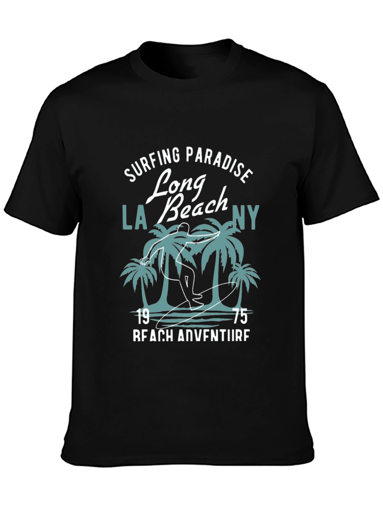 Black Surfing Paradise Graphic T-Shirt view 3