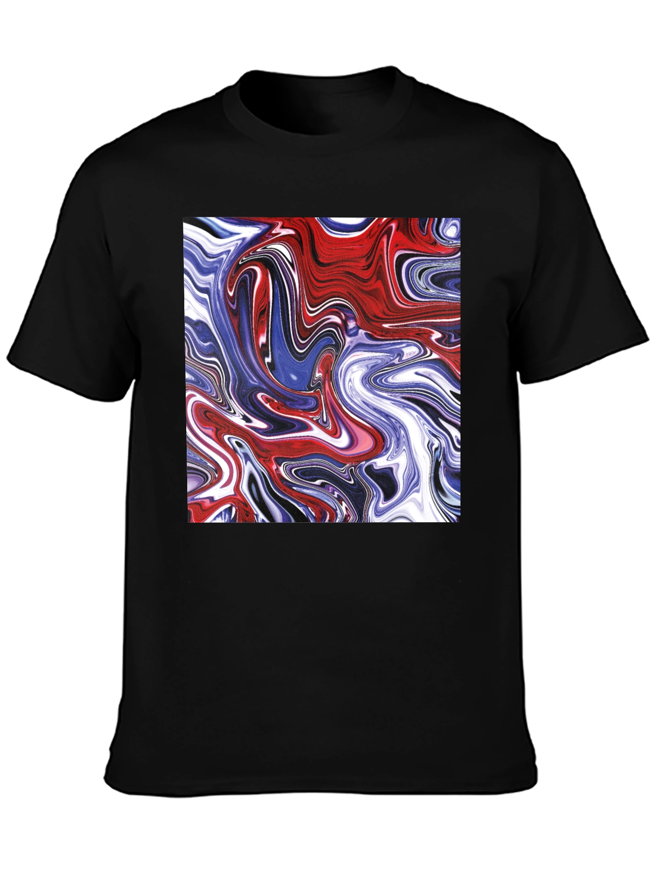 Black Swirled Paint Graphic Tee - Cool Abstract Art T-Shirt view 3