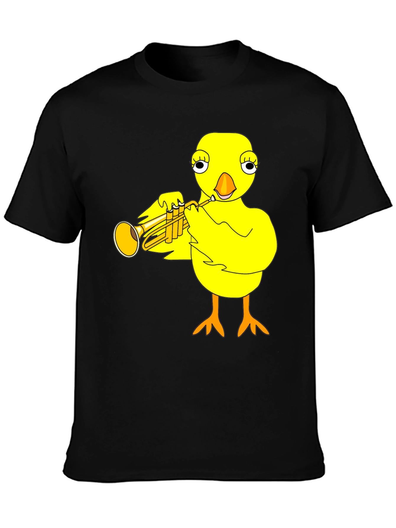 Black Funny Chick Trumpet Player Graphic Tee view 3