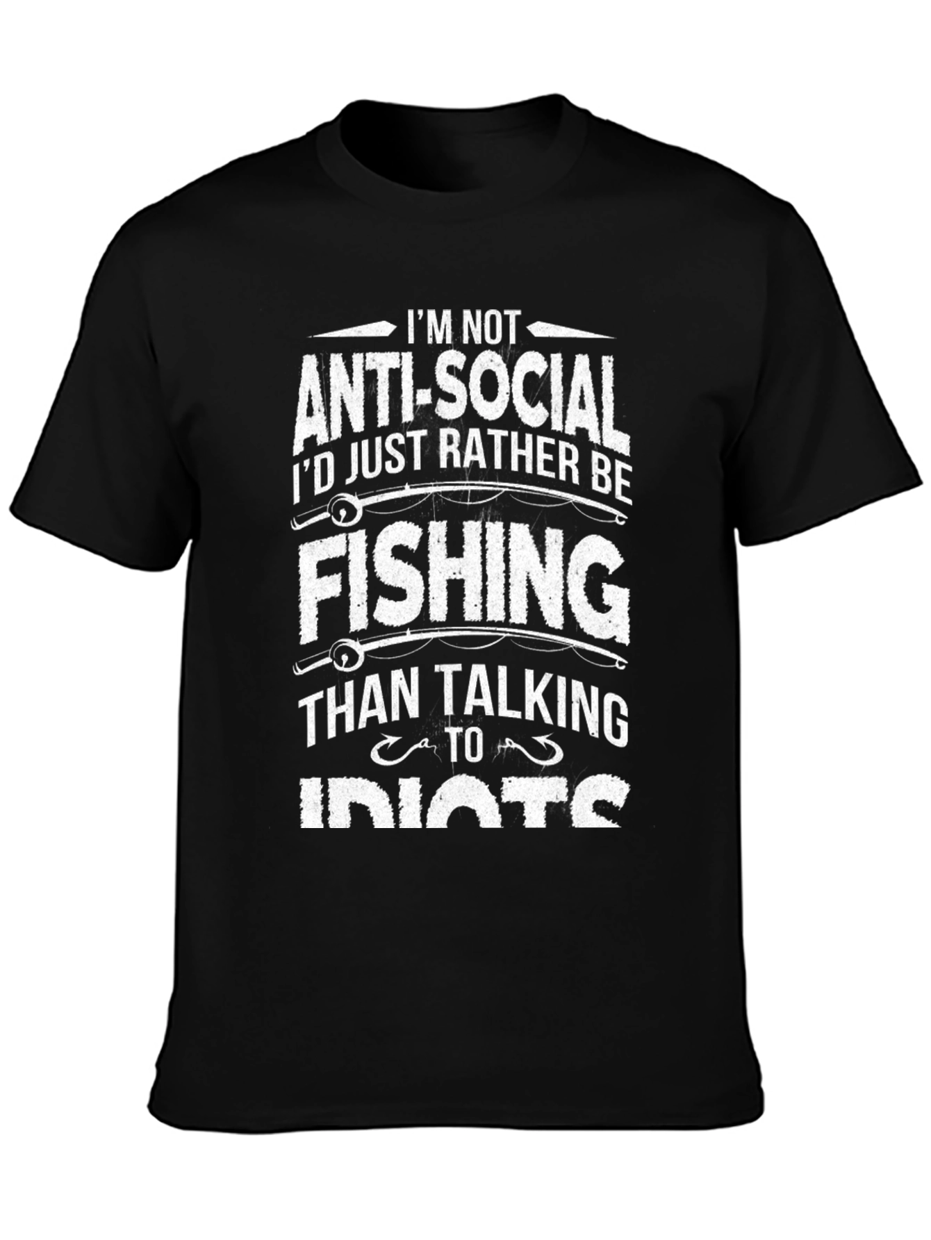 Black Anti-Social Fishing T-Shirt: Rather Fish Than Talk view 3