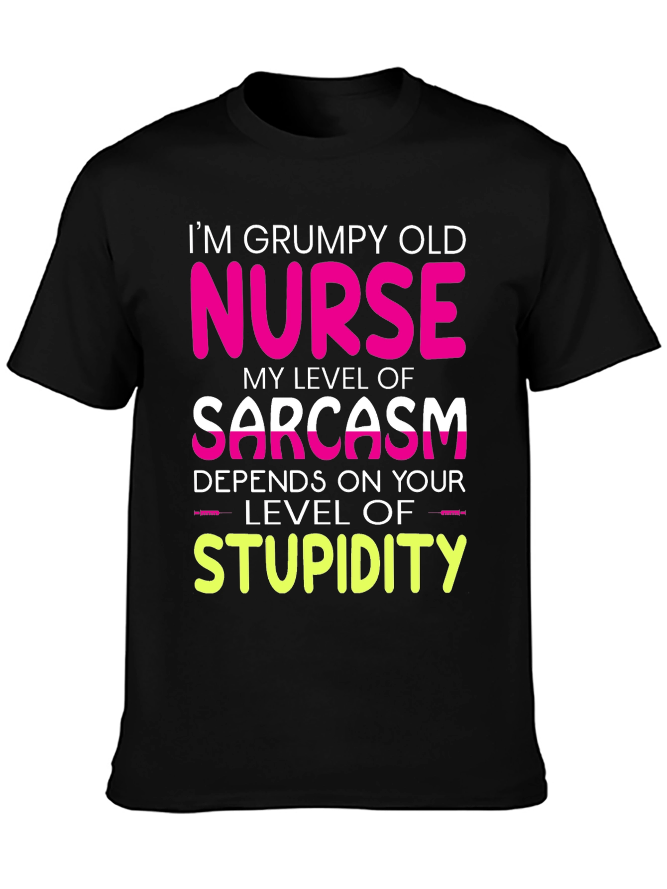 Black Grumpy Old Nurse T-Shirt Sarcasm Level Funny Tee view 3