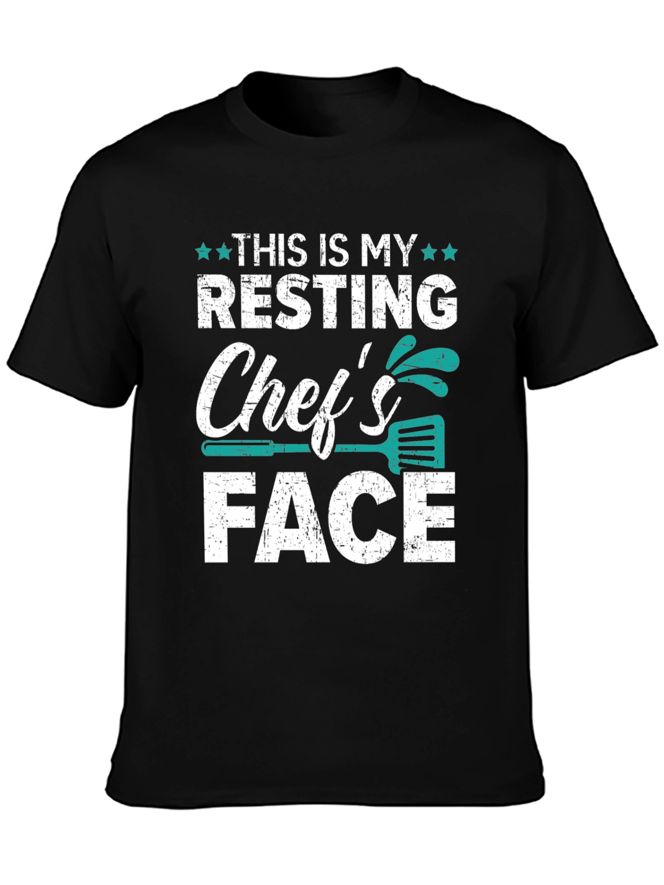 Black Resting Chef's Face Graphic T-Shirt view 3