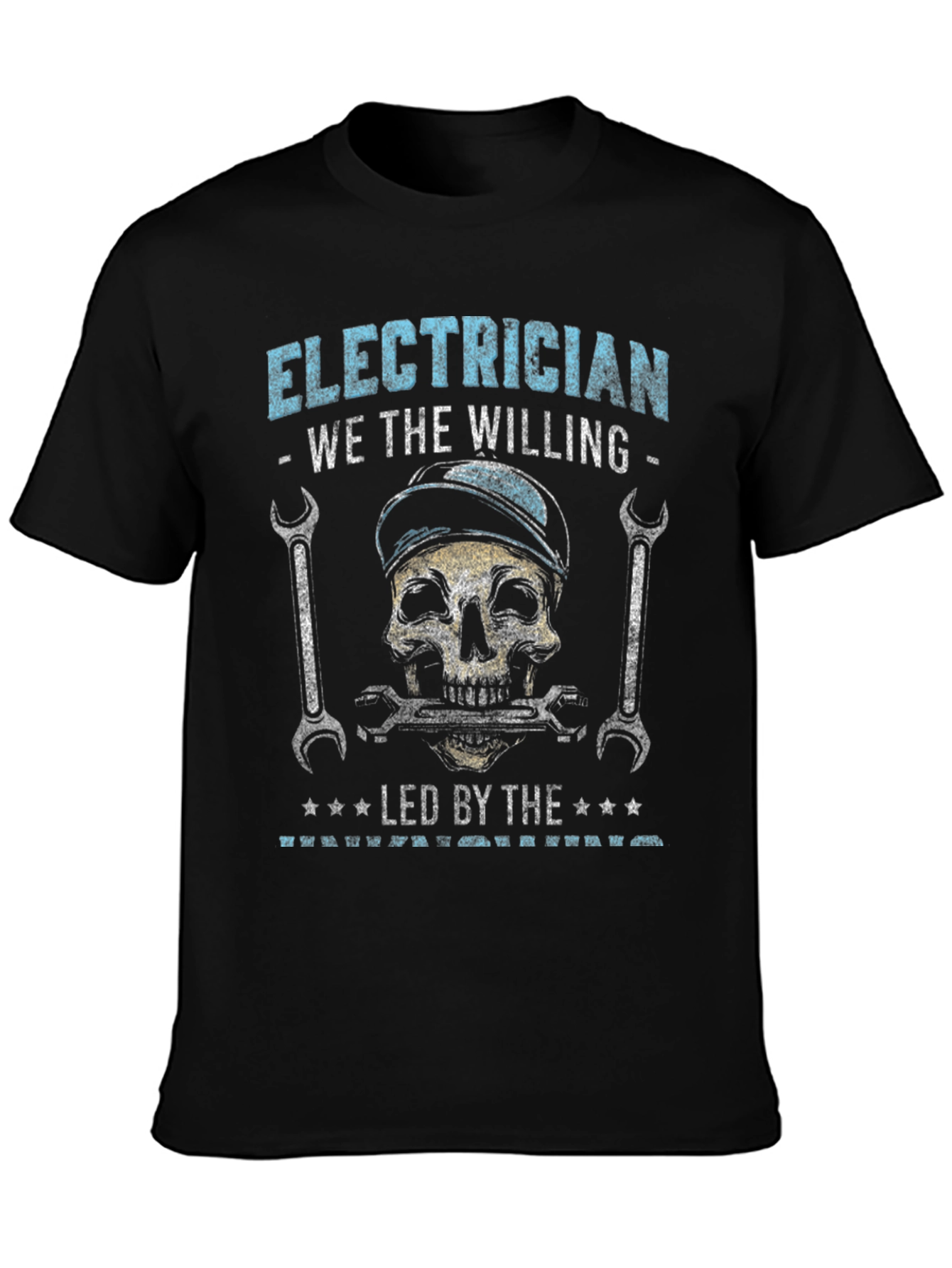 Black Electrician Skull Graphic T-Shirt - We The Willing view 3