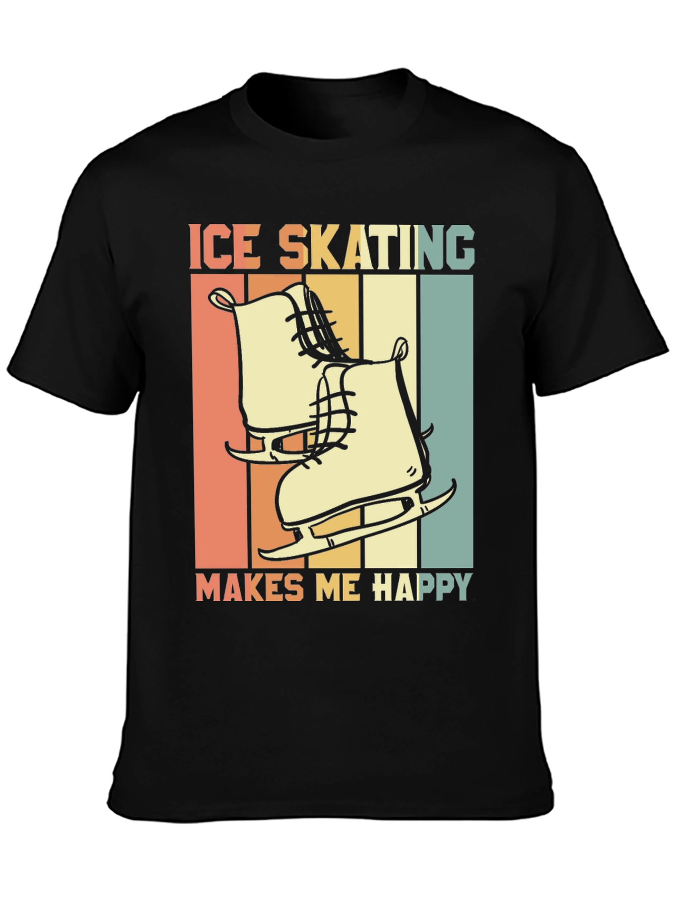 Black Ice Skating Makes Me Happy Graphic Tee view 3