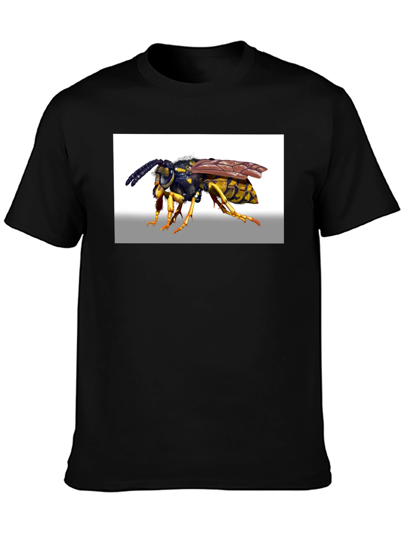 Black Wasp Graphic T-Shirt - Black Cotton Tee view 3