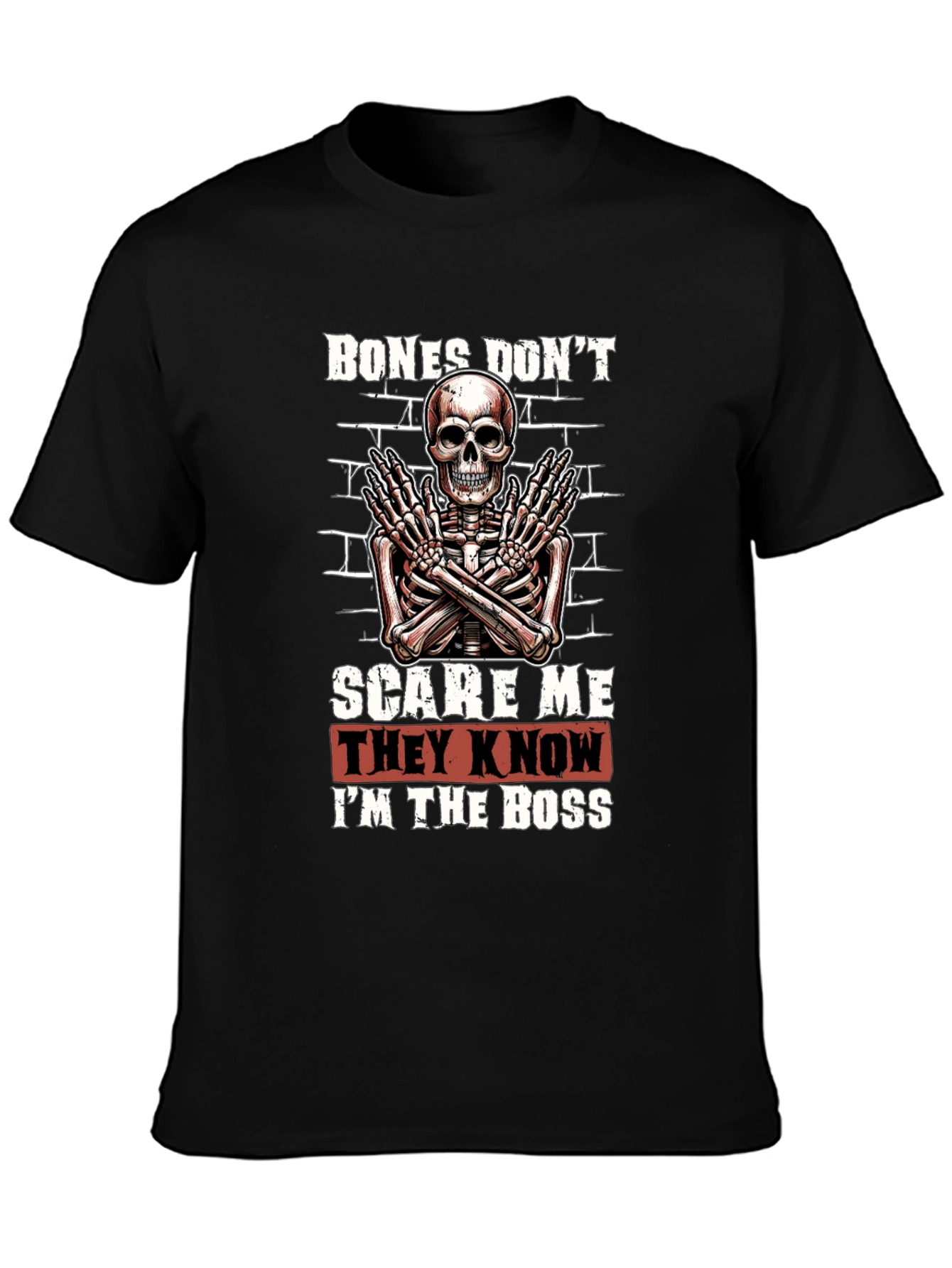 Black Bones Don't Scare Me Skeleton Graphic Tee view 3