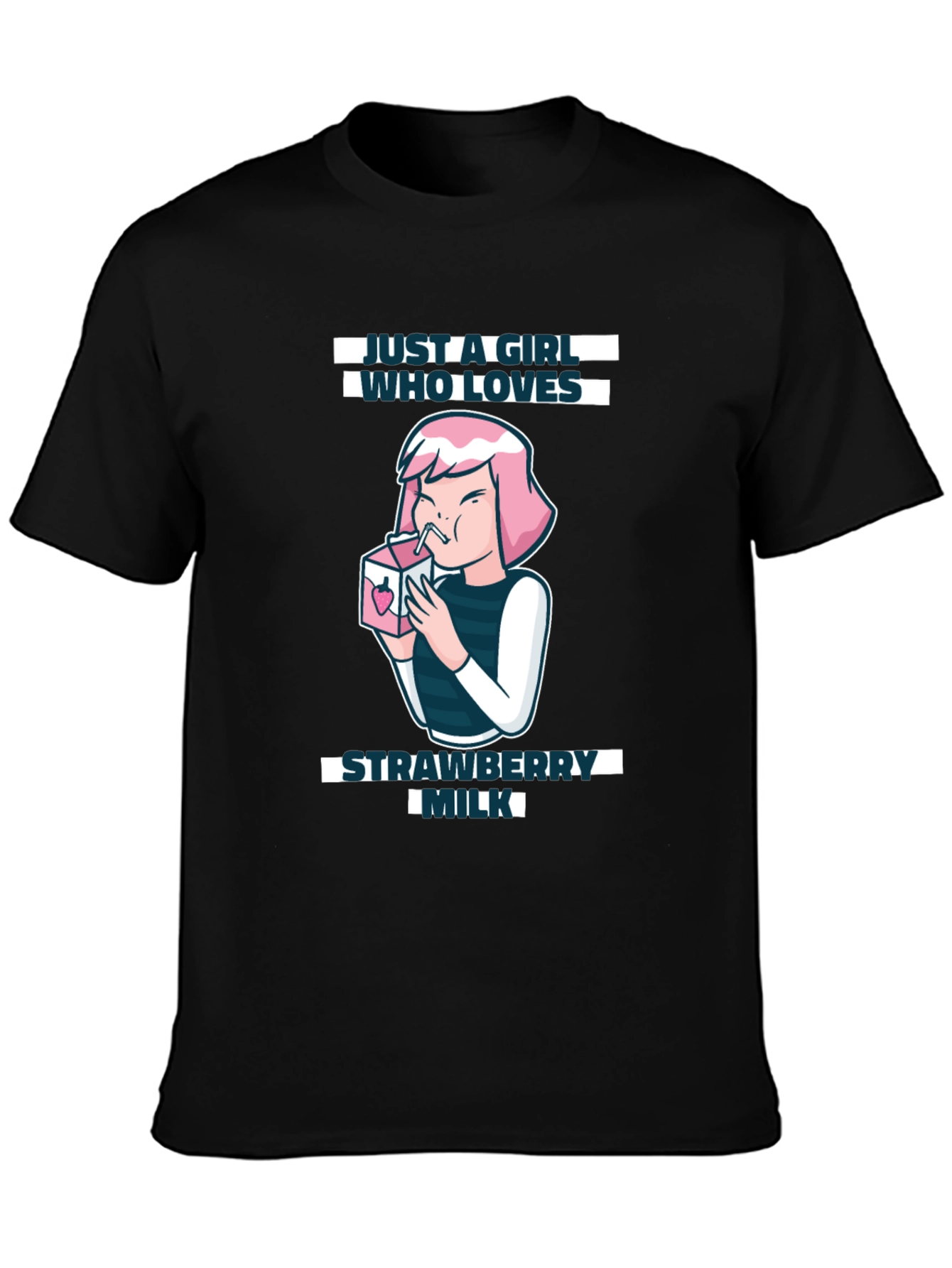 Black Strawberry Milk Lover T-Shirt view 3