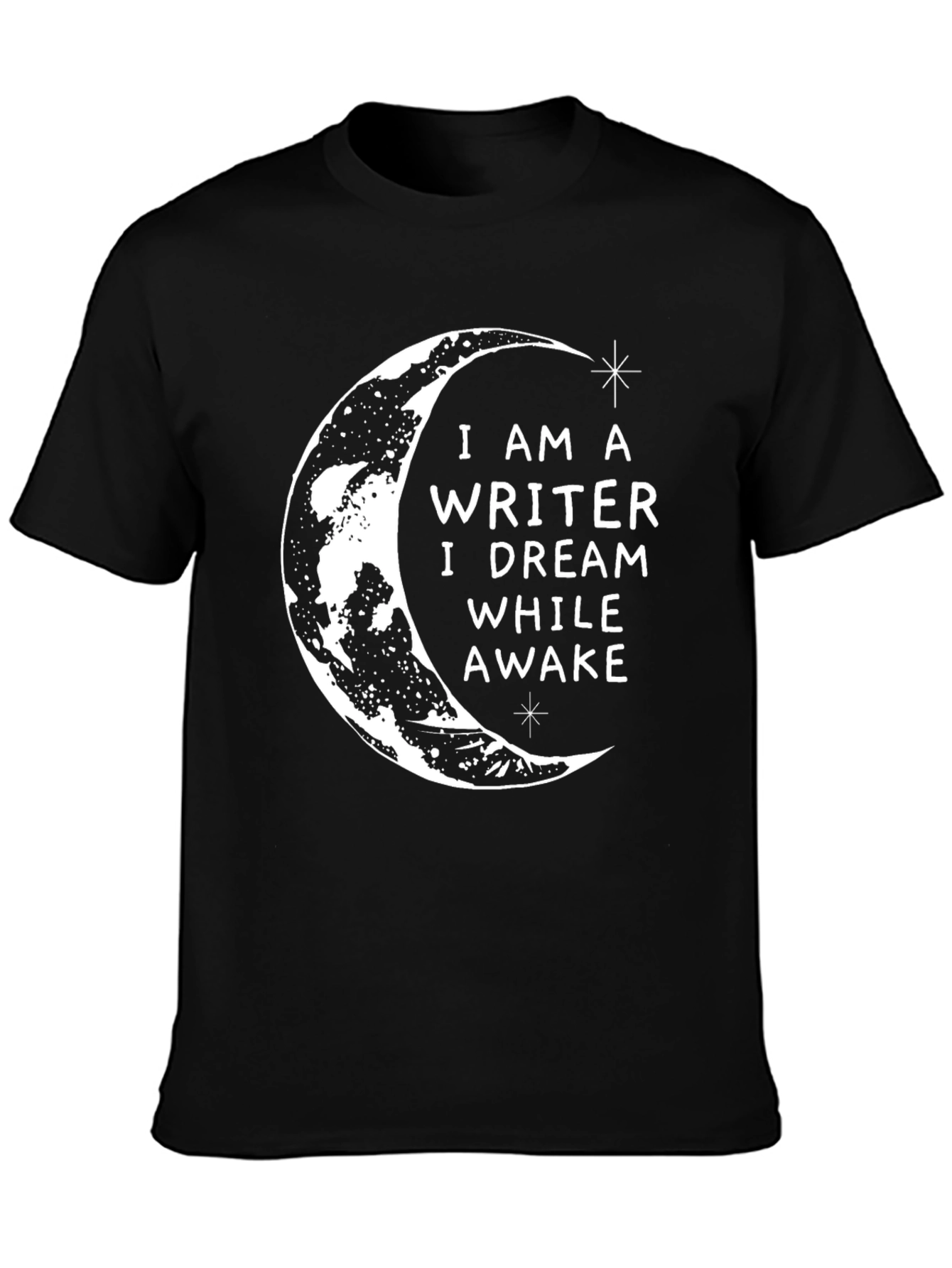 Black Writer Dreamer Graphic Tee - Black Crescent Moon T-Shirt view 3