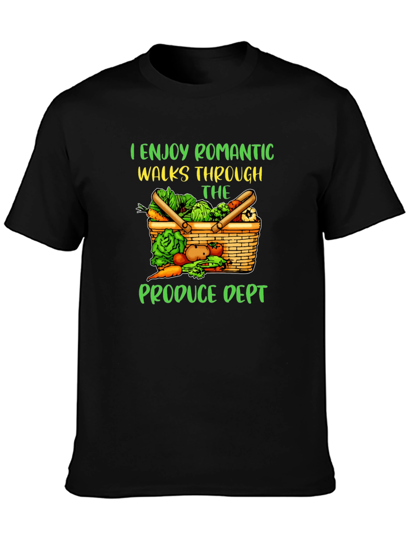 Black Romantic Walks Produce Dept T-Shirt view 3