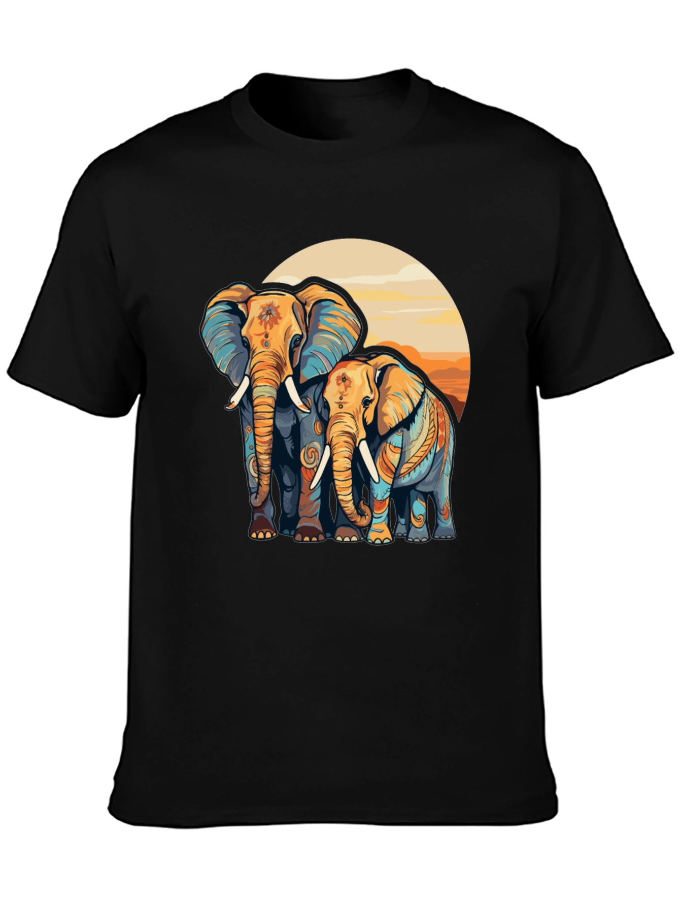 Black Elephant Sunset Graphic Tee - Stylish Comfort view 3
