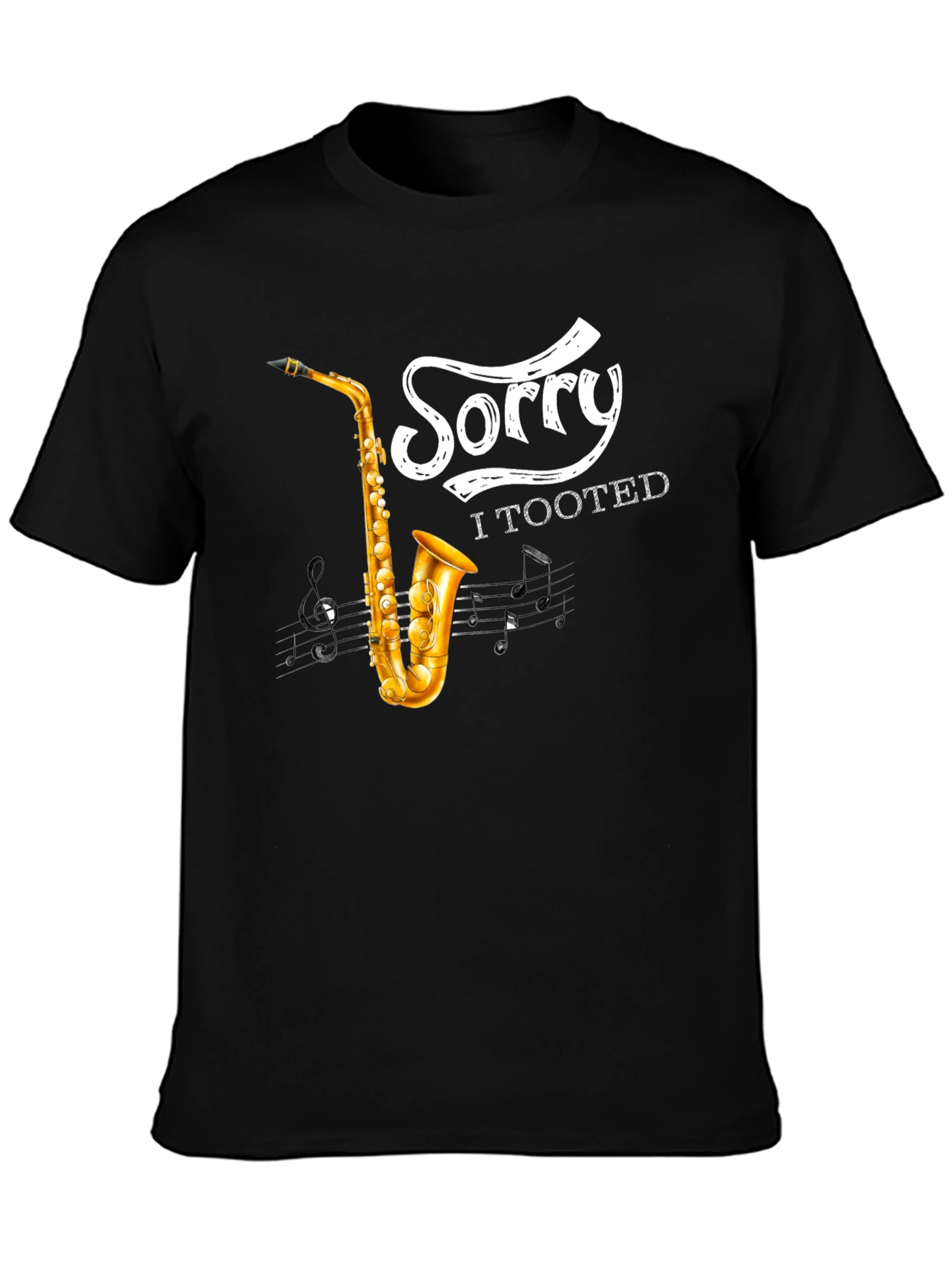 Black Saxophone 'Sorry I Tooted' Graphic Tee view 3