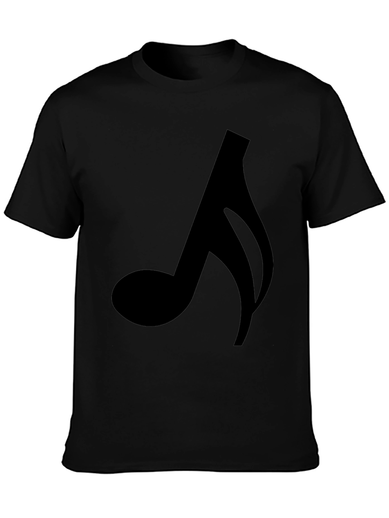 Black Music Note Graphic Tee - Black Cotton Blend T-Shirt view 3