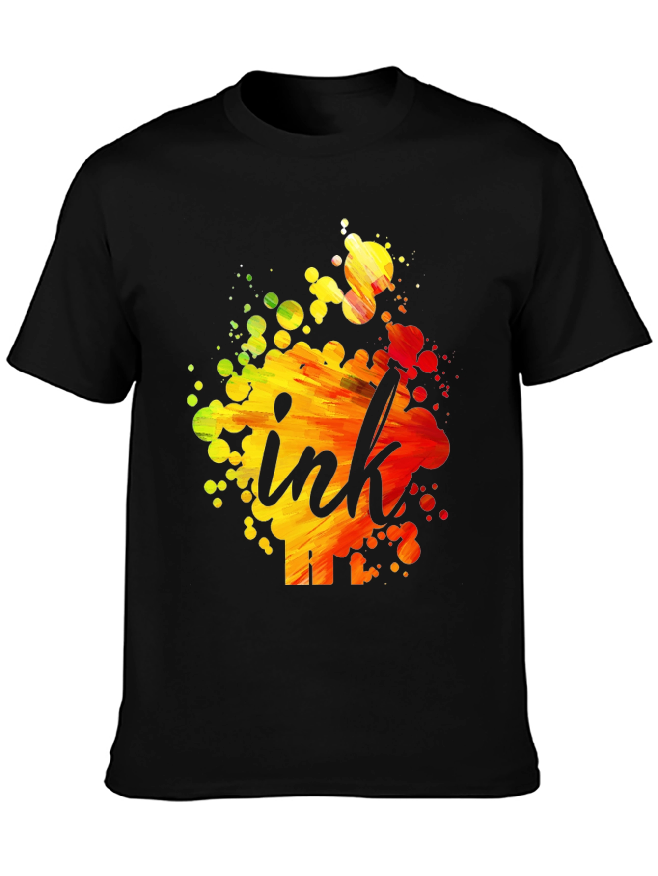 Black Ink Splatter Graphic T-Shirt - Artistic Crew Neck Tee view 3