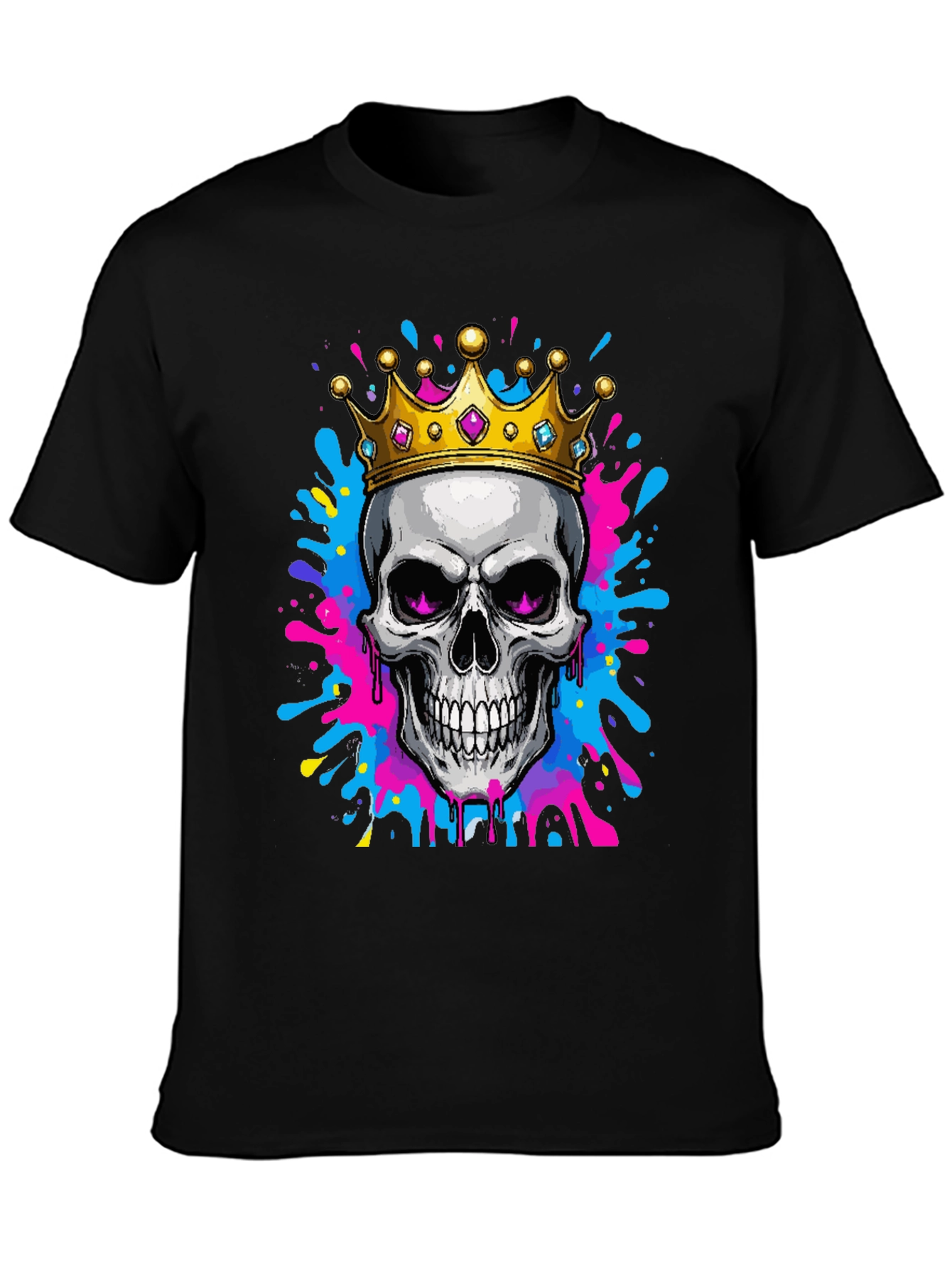 Black Skull King Graphic Tee - Bold Artistic Design view 3