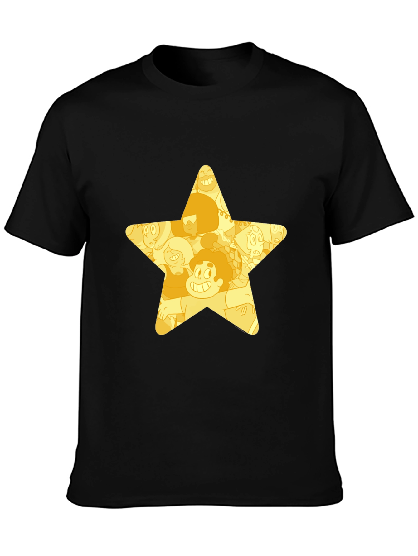 Black Star Cartoon Character Black T-Shirt view 3
