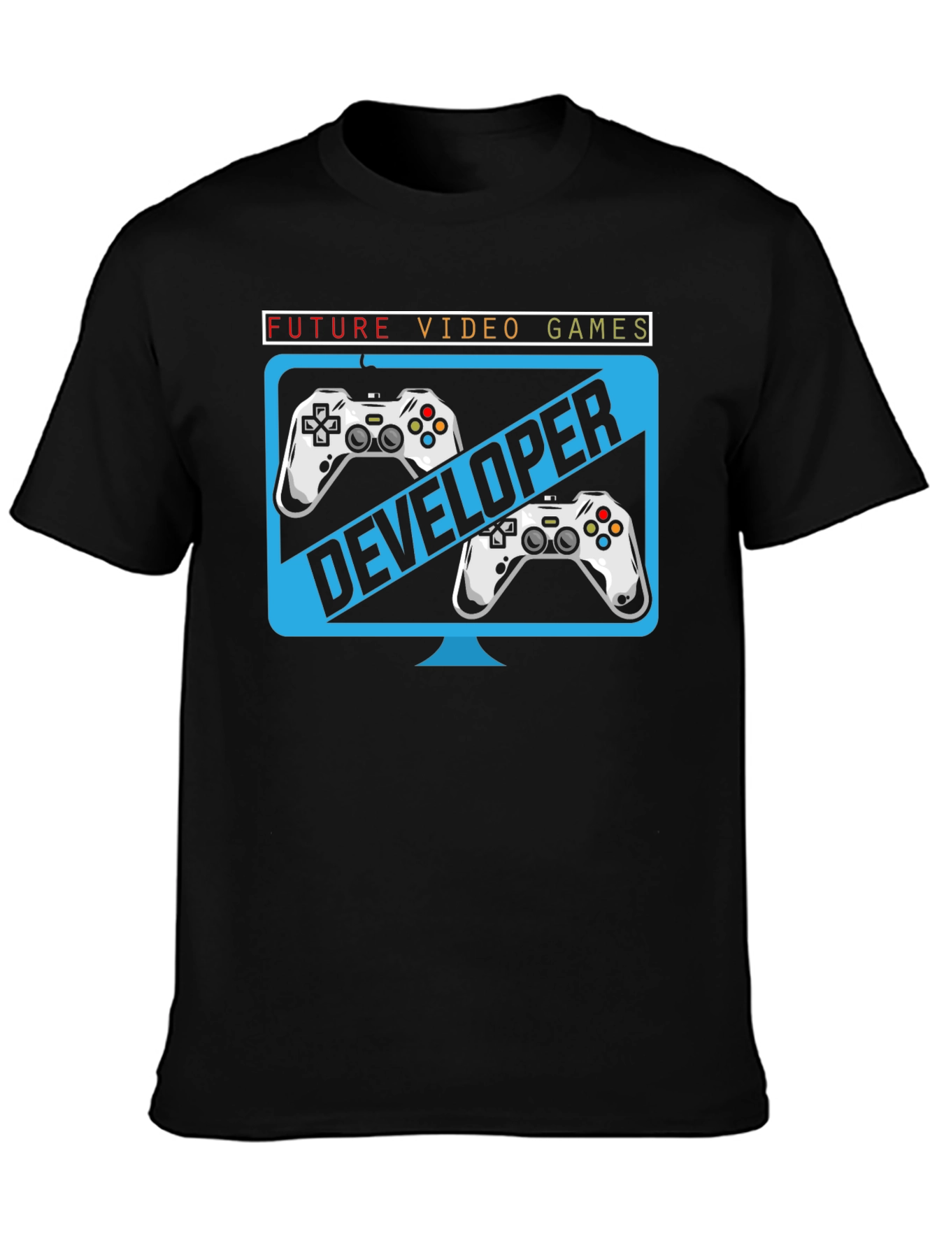 Black Future Video Game Developer T-Shirt view 3