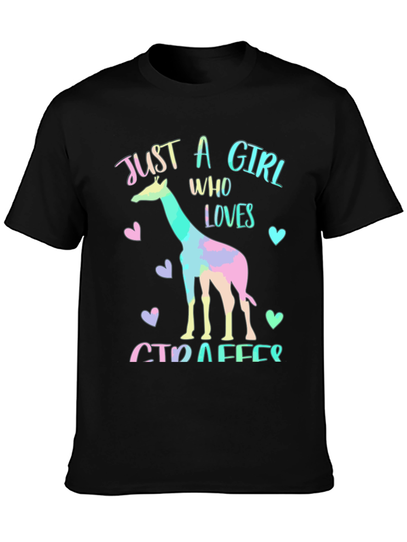 Black Giraffe Lover T-Shirt - Just A Girl Who Loves Giraffes Tee view 3