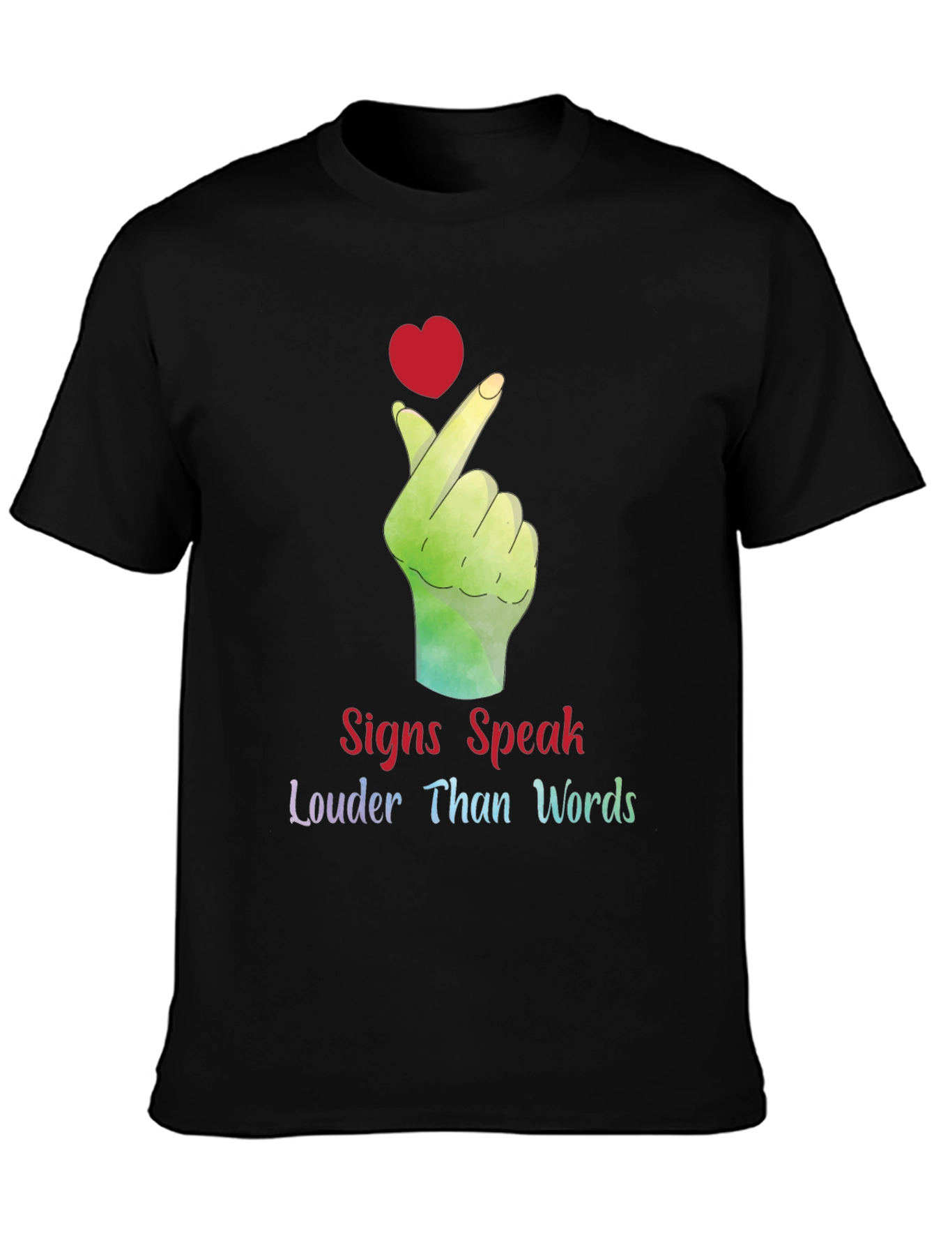 Black Signs Speak Louder Than Words Graphic Tee view 3