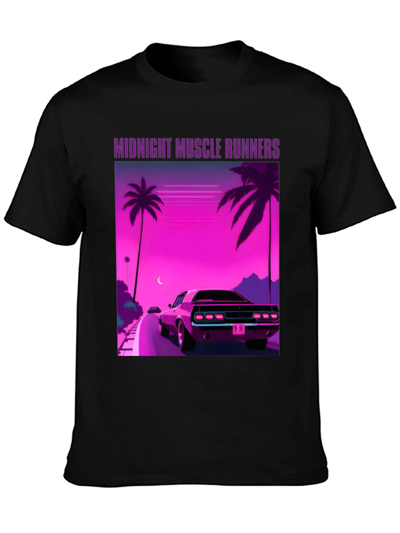 Black Midnight Muscle Runners Graphic Tee view 3