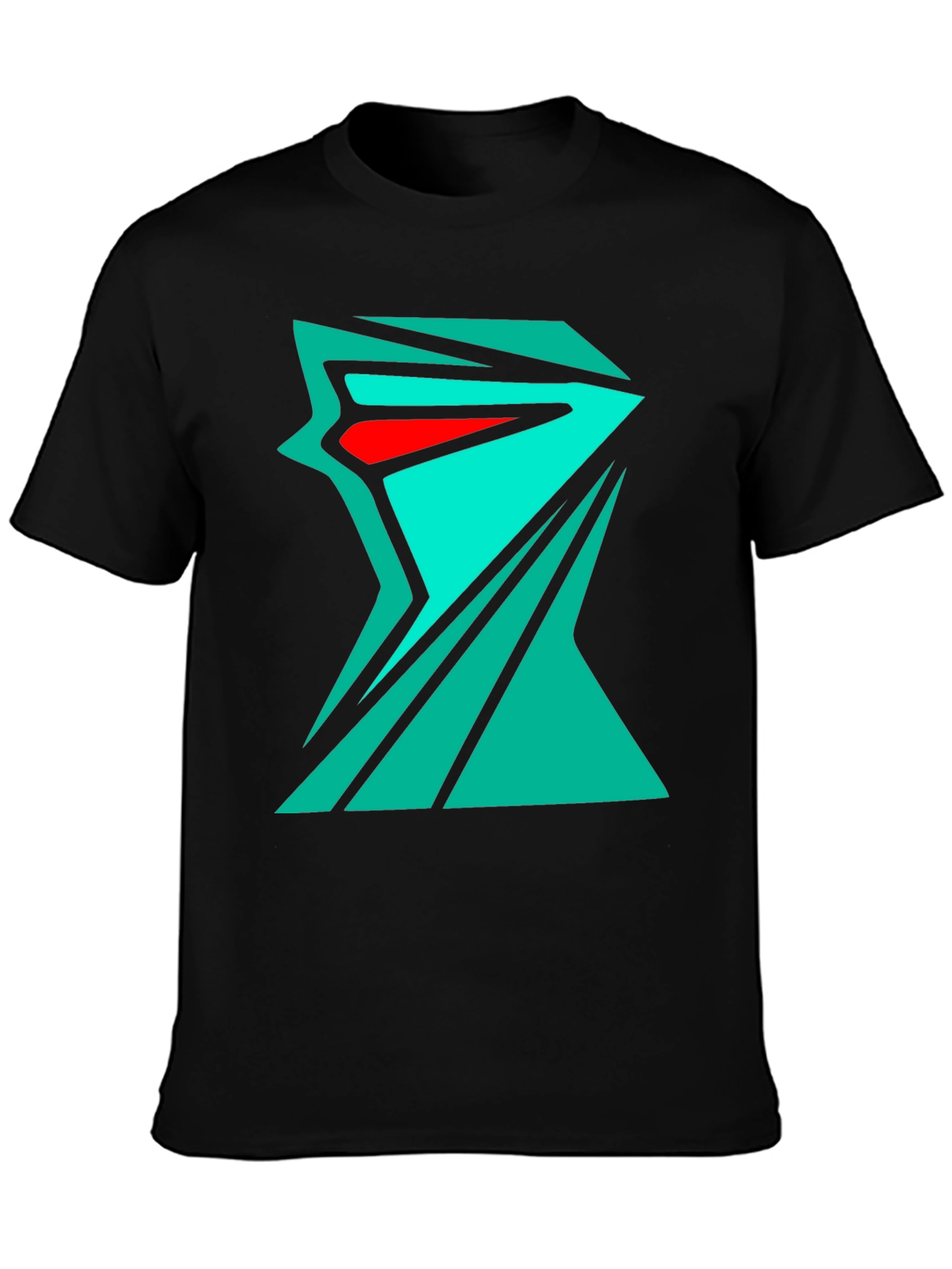 Black Abstract Geometric Tee - Edgy Streetwear Style view 3