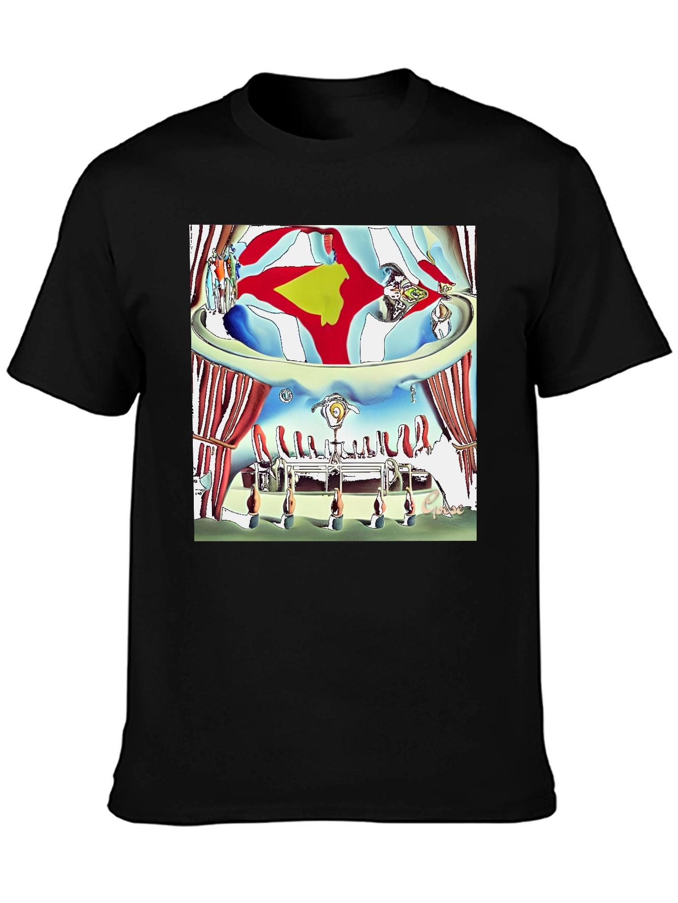 Black Surreal Art Print Black T-Shirt view 3