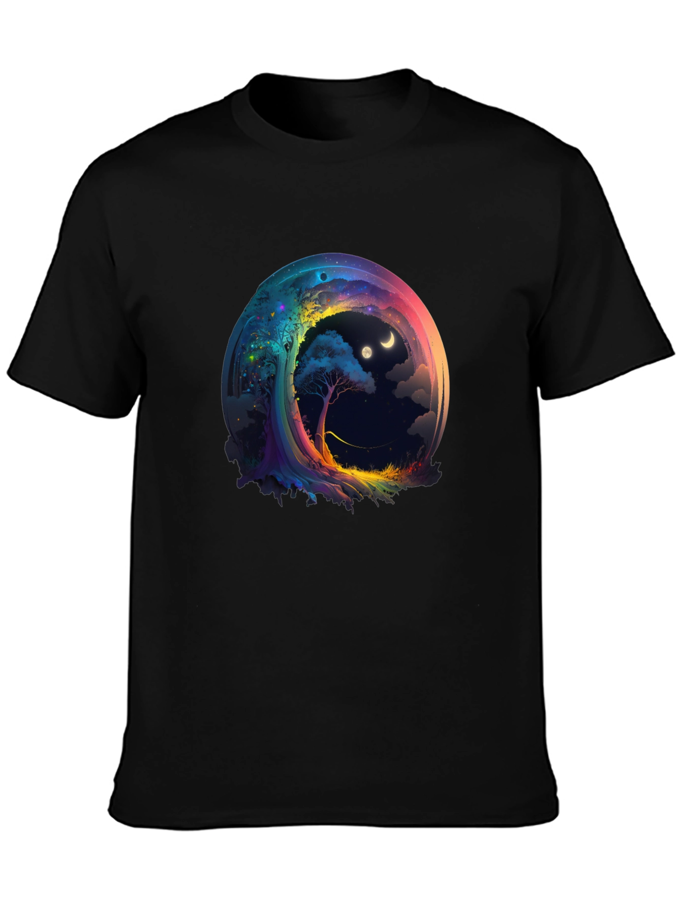 Black Cosmic Dreamscape T-Shirt - Unique Graphic Tee view 3