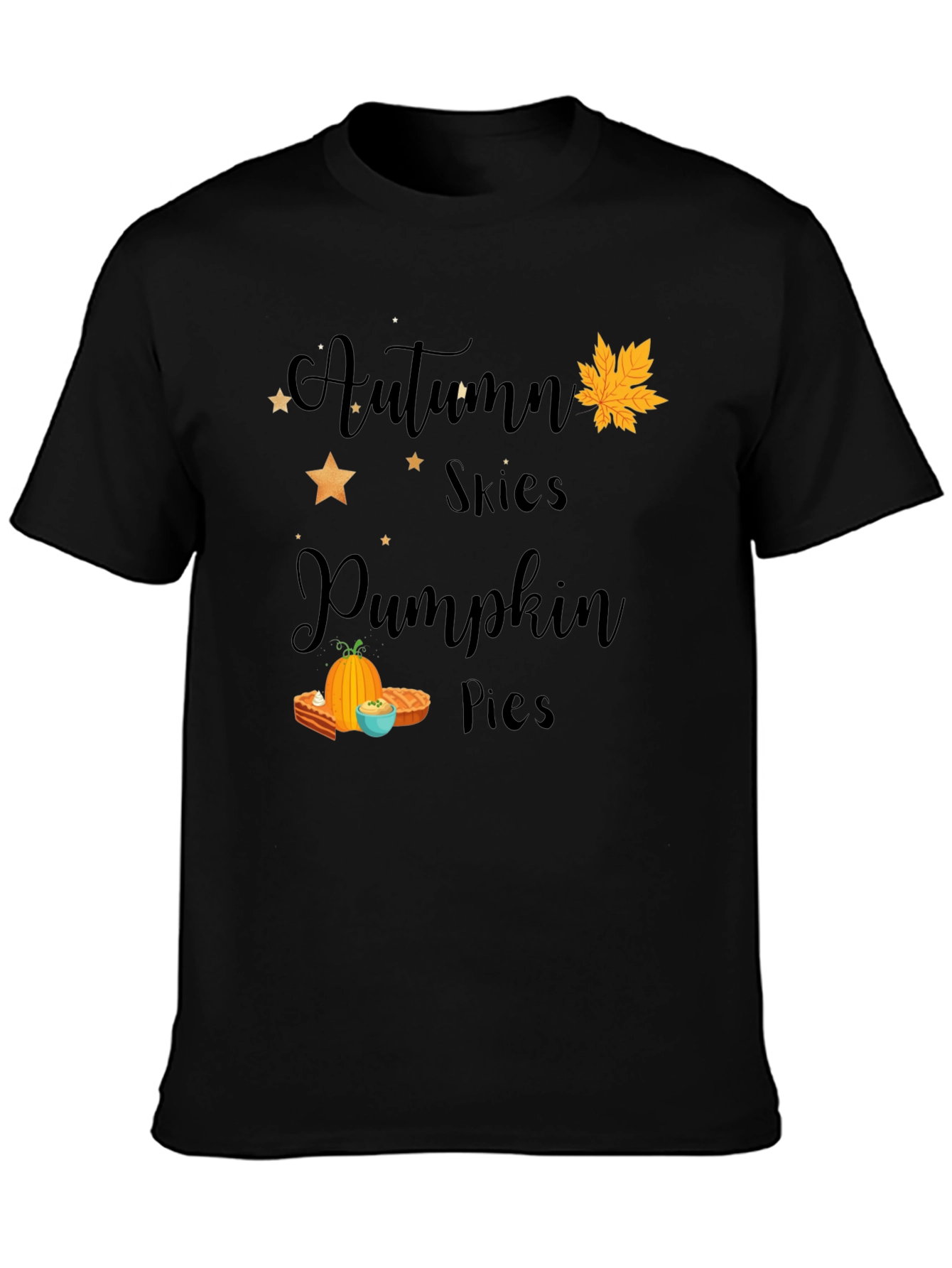 Black Autumn Skies Pumpkin Pies Graphic T-Shirt view 3