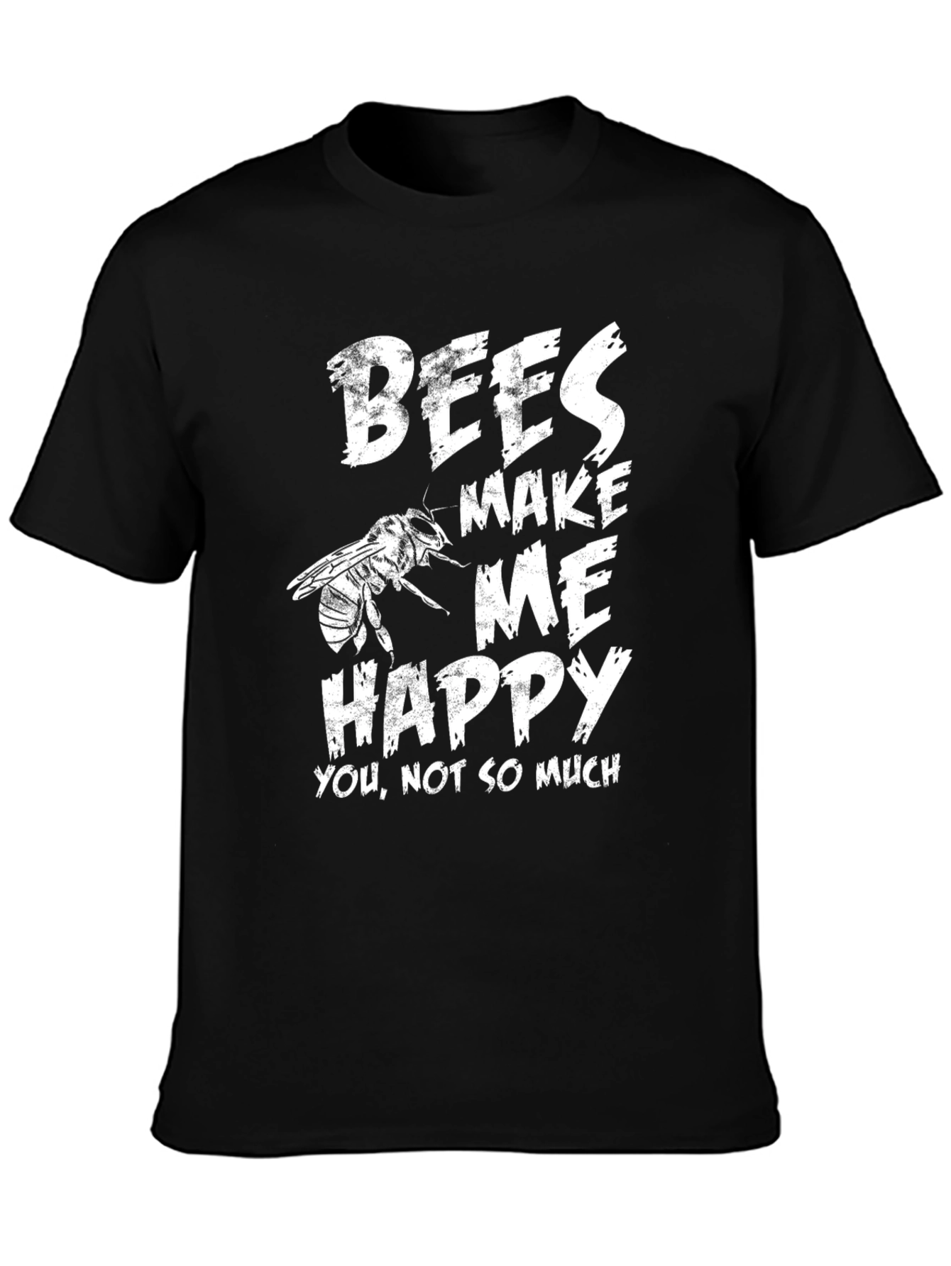 Black Bees Make Me Happy T-Shirt - Black view 3