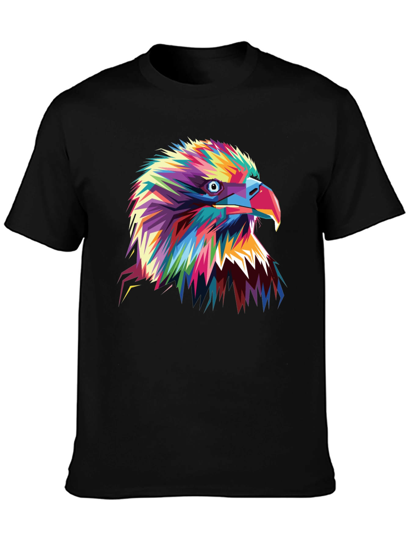Black Vibrant Eagle Graphic Tee - Bold Colorful Bird Art view 3