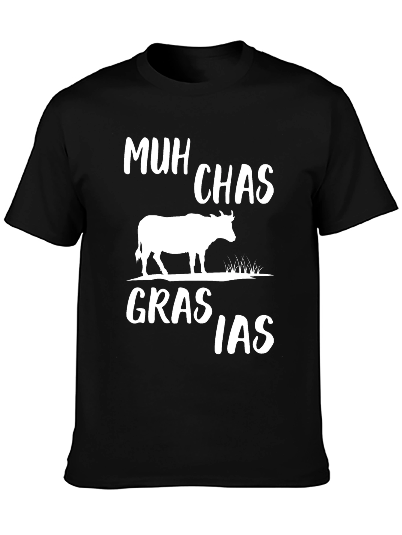 Black Muh Chas Grasias T-Shirt - Funny Cow Graphic Tee view 3