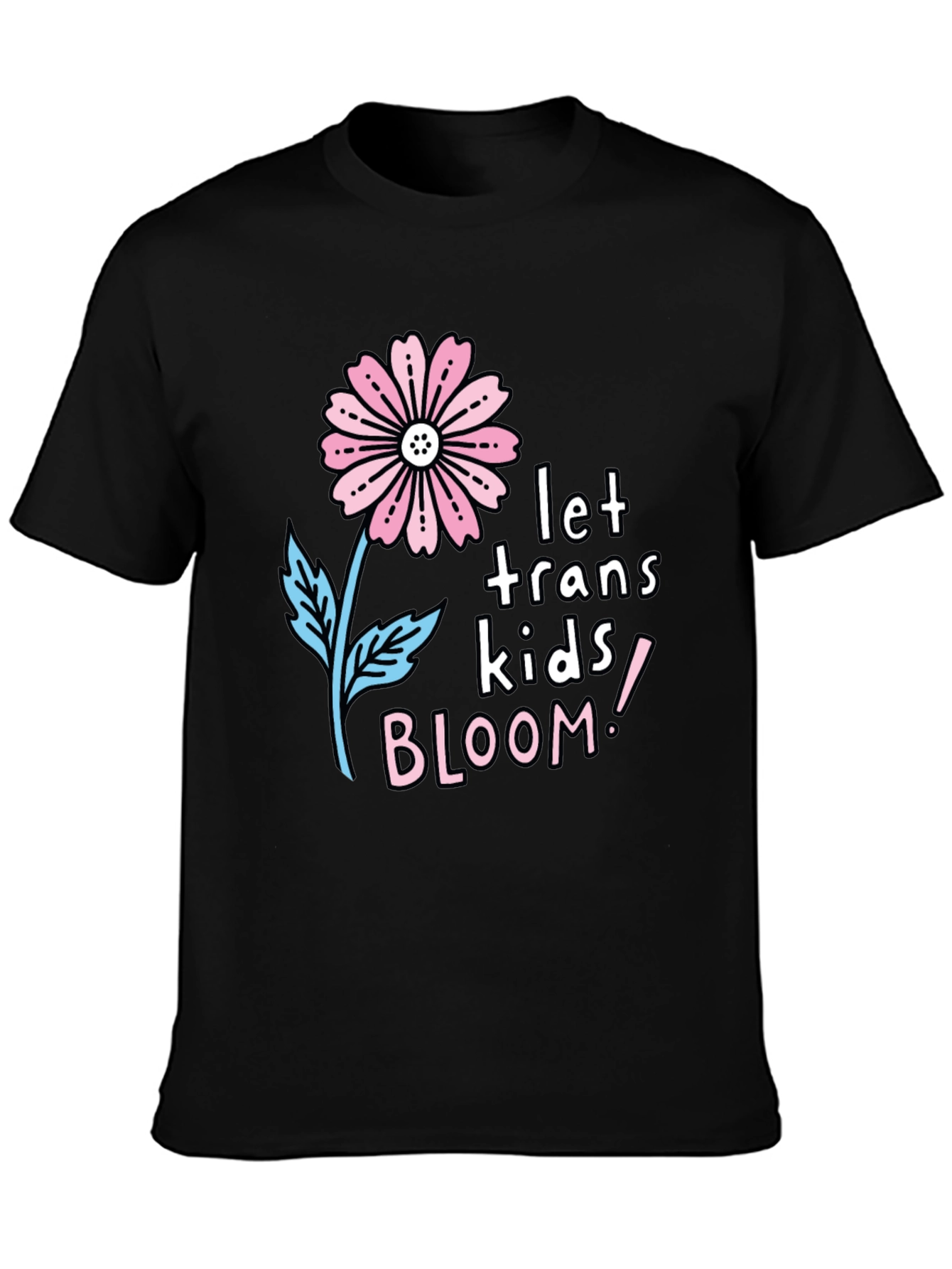 Black Let Trans Kids Bloom Graphic Tee - Black view 3