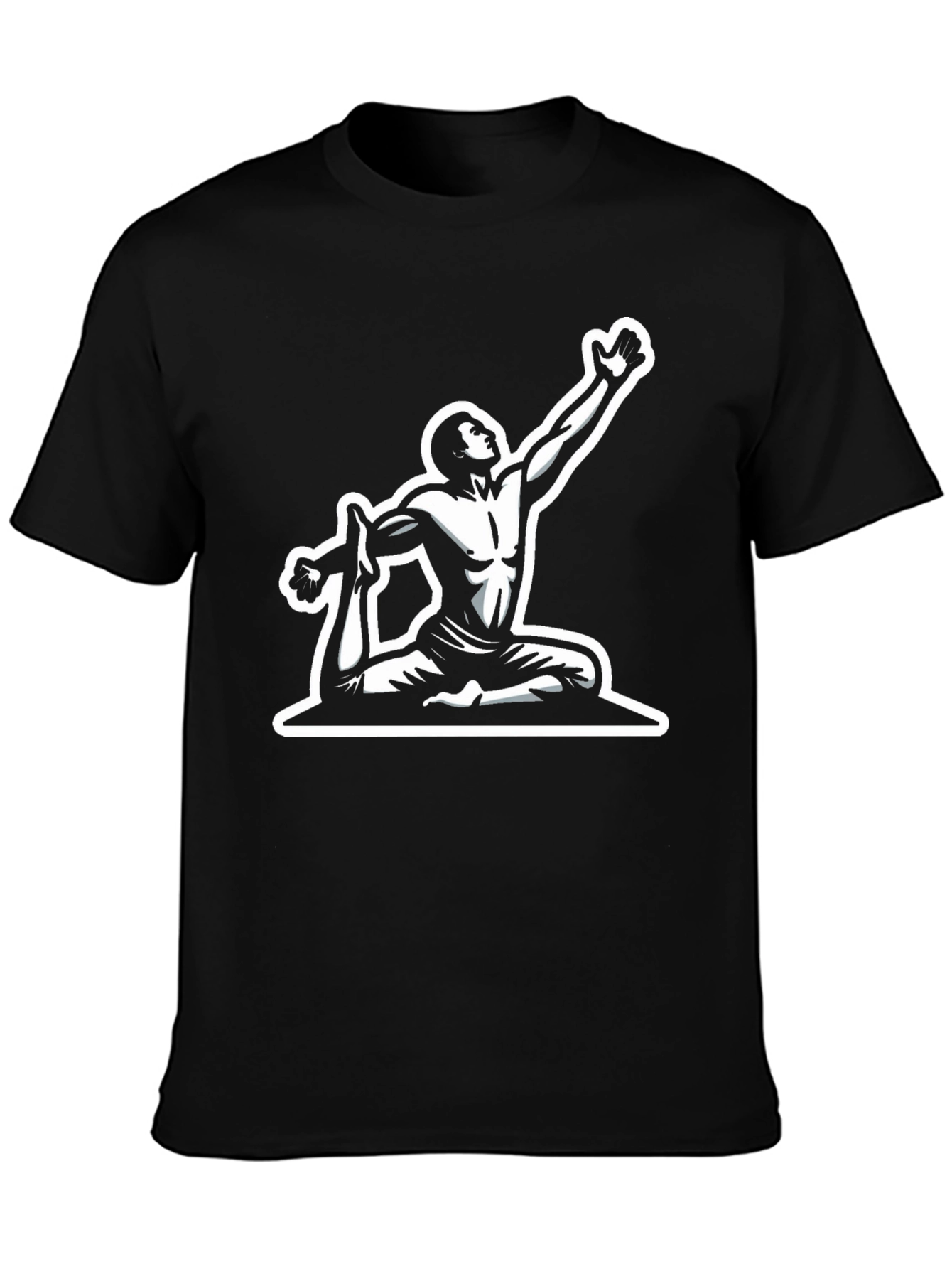 Black Yoga Pose Graphic Tee - Black Cotton Blend view 3