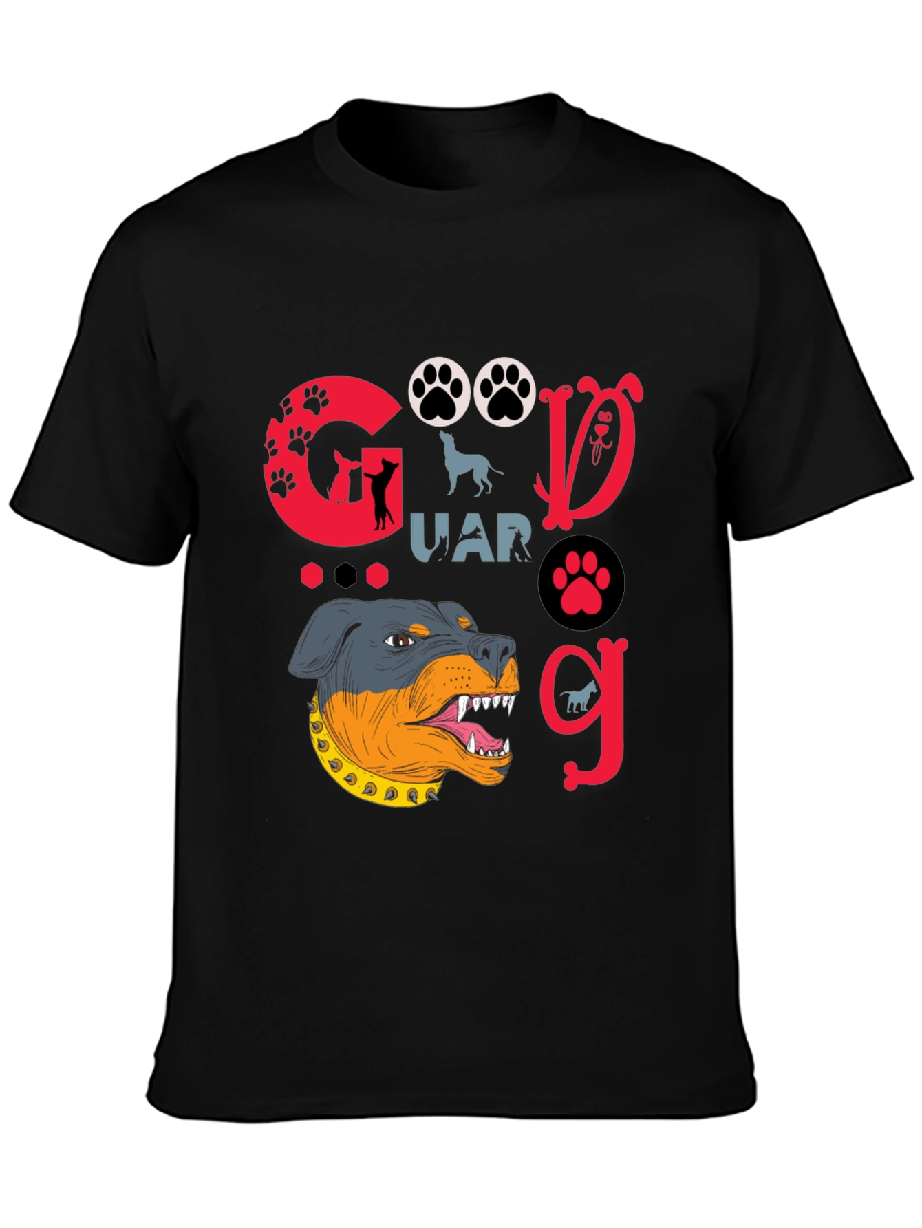 Black Dog Guard T-Shirt - Rottweiler Graphic Tee view 3