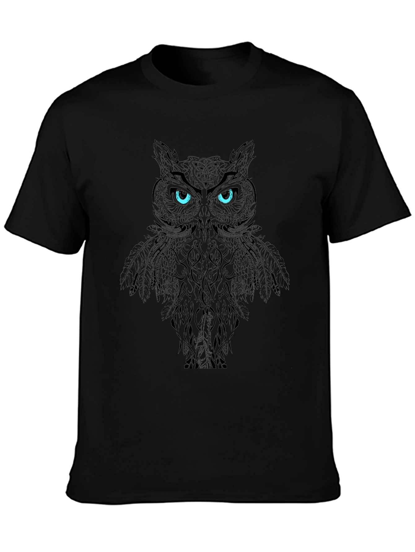 Black Mystic Owl Graphic T-Shirt - Cool Design view 3