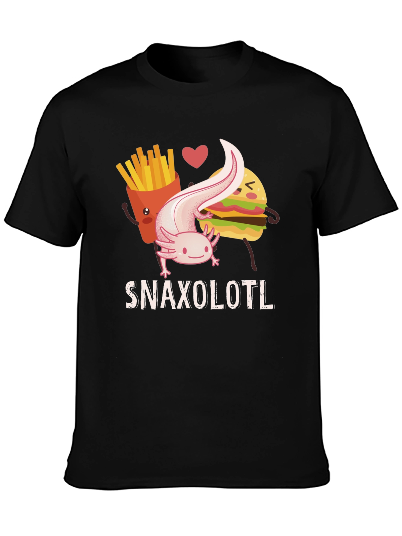 Black Snaxolotl Funny Axolotl Food Lover T-Shirt view 3