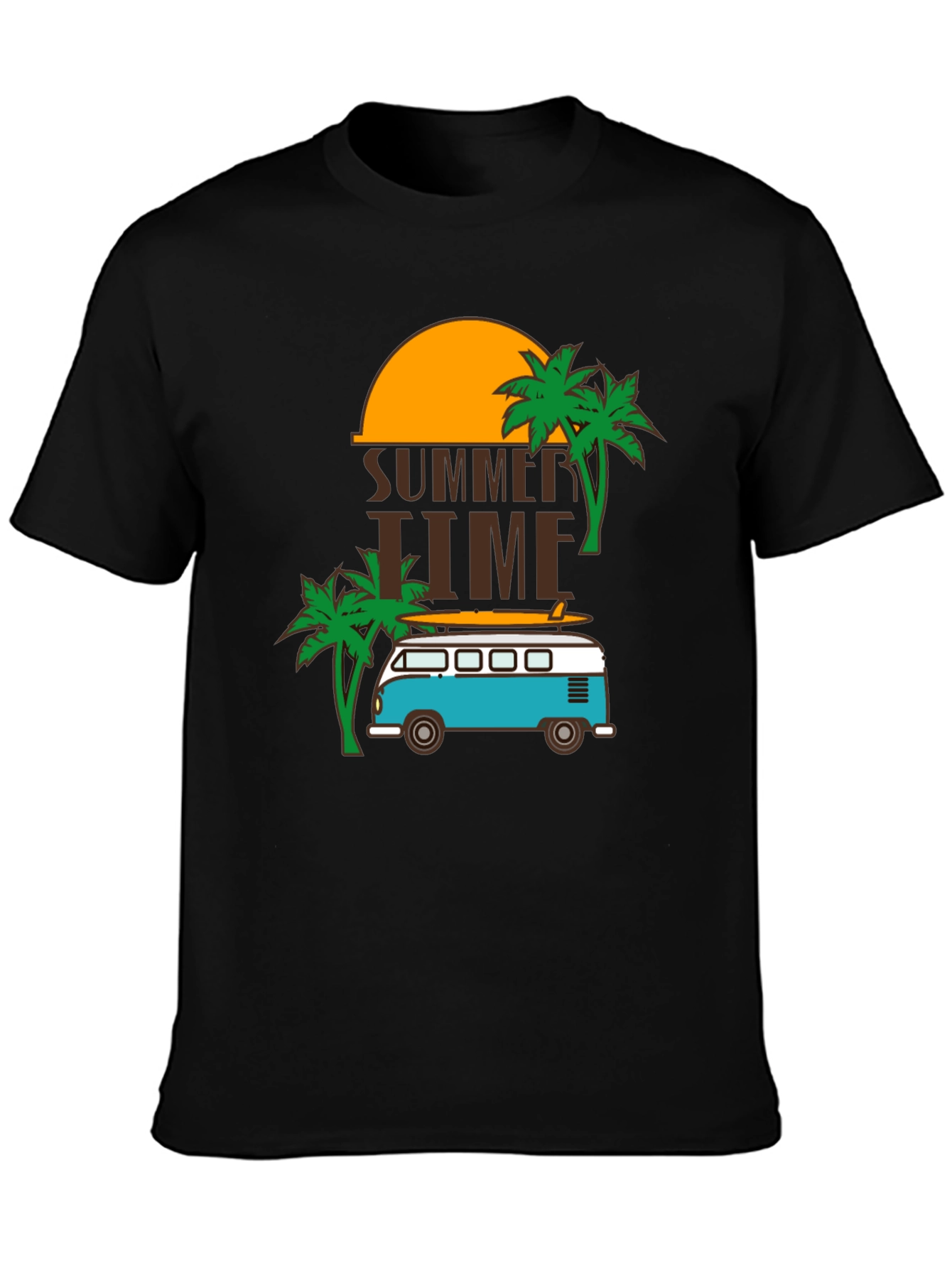 Black Summer Time Beach Van Graphic Tee view 3