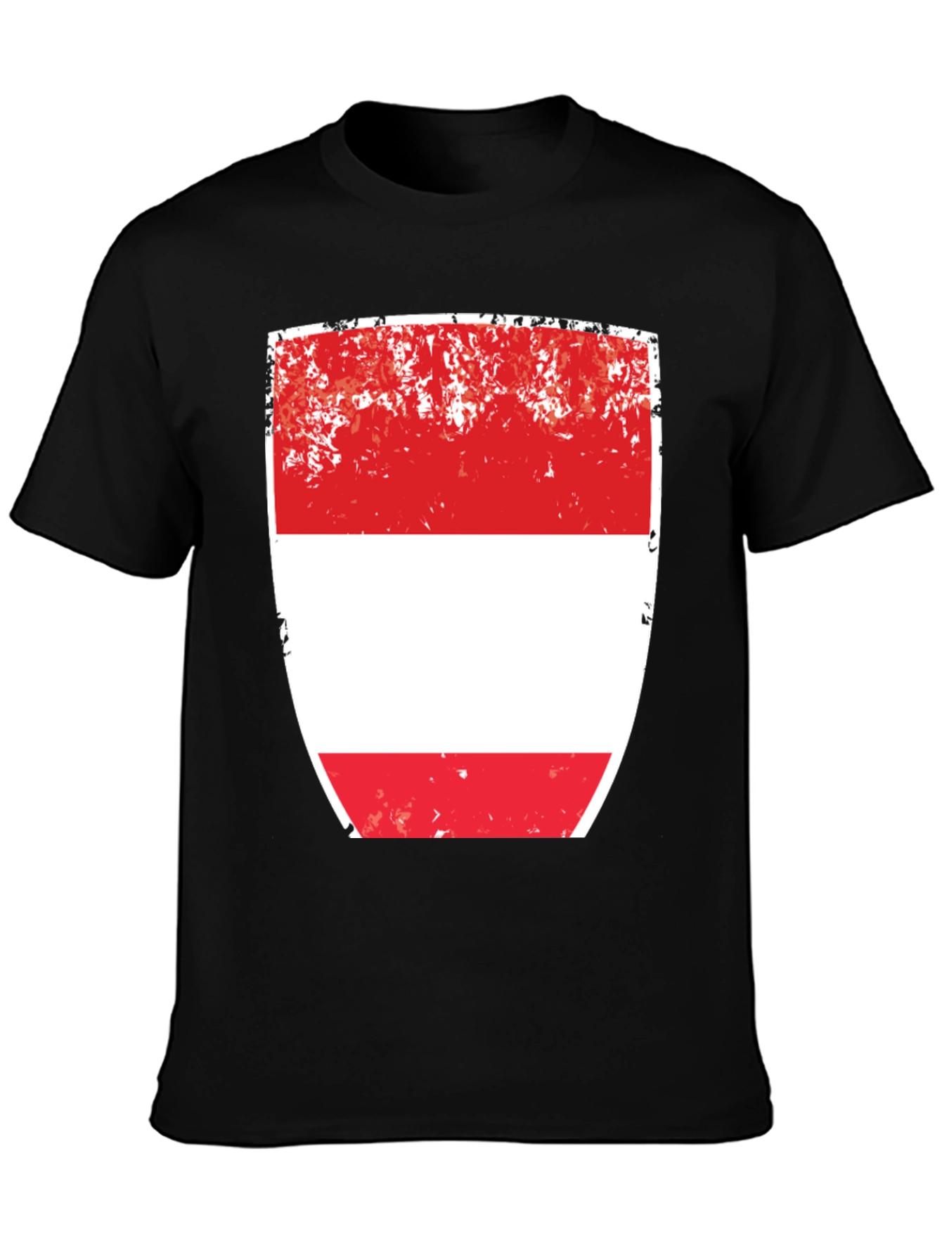 Black Austria Flag T-Shirt - Red and White Shield Design view 3