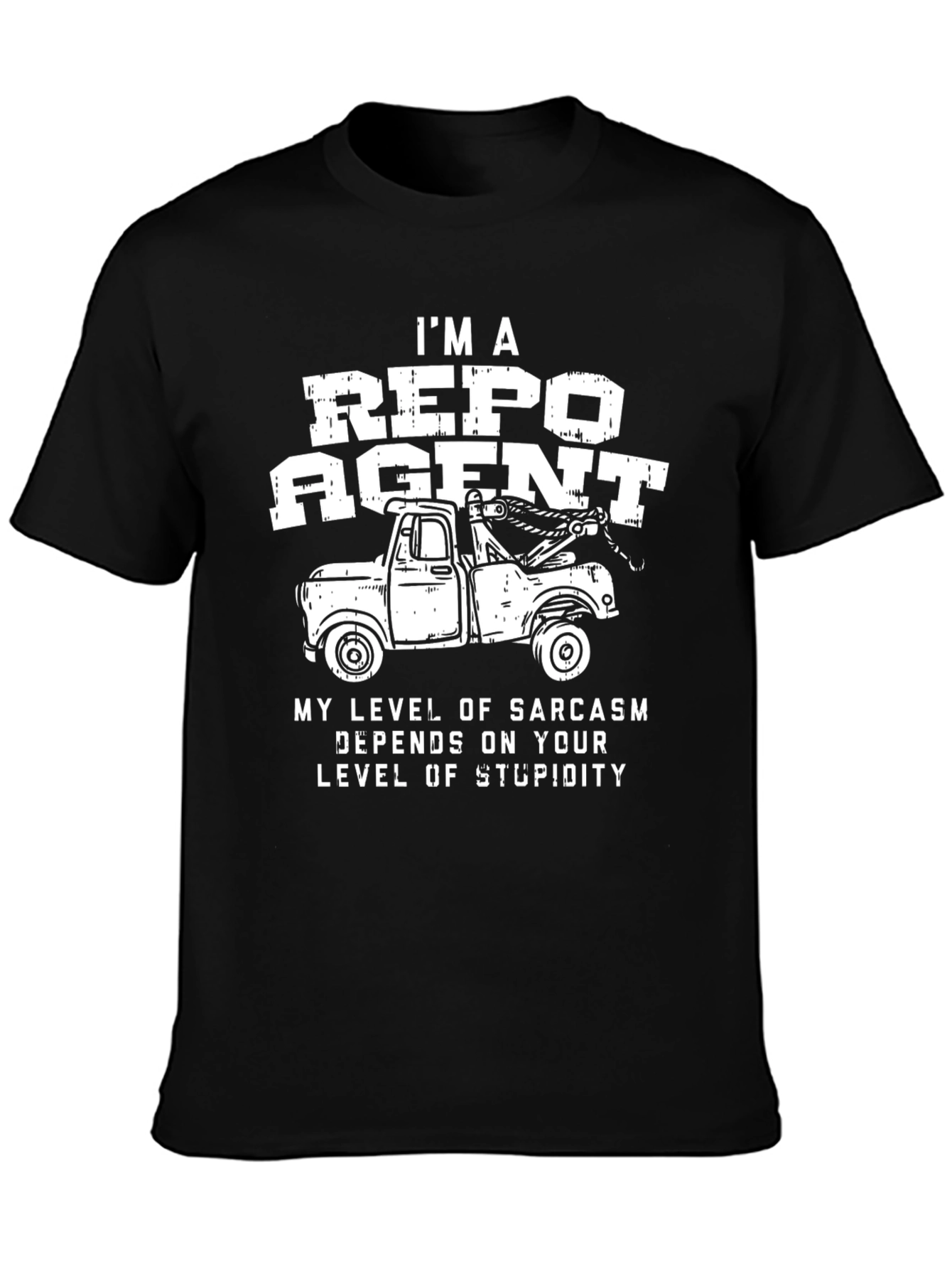 Black Repo Agent Sarcasm T-Shirt view 3