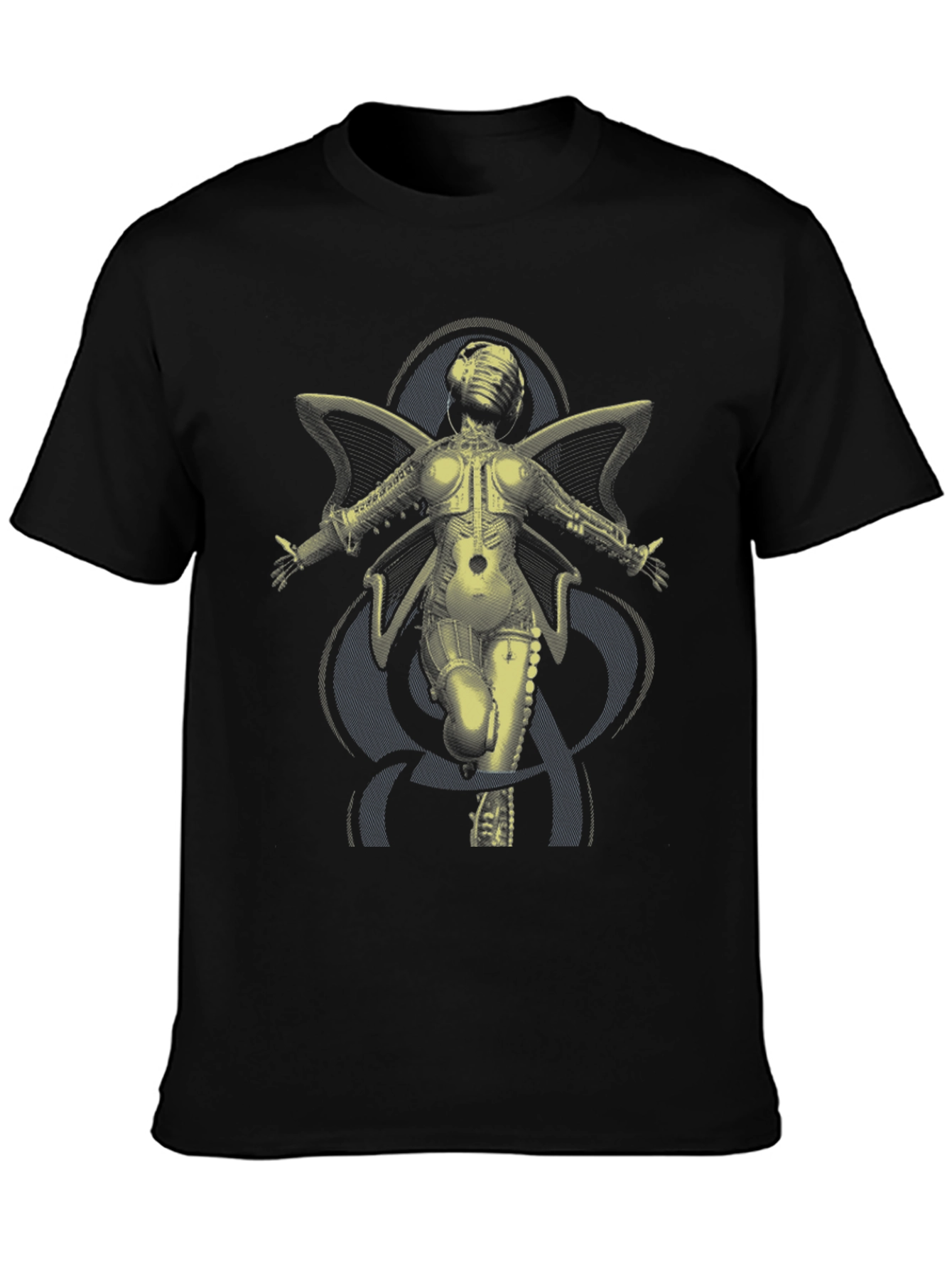 Black Steampunk Angel Graphic Tee - Unique Design, Soft Cotton view 3