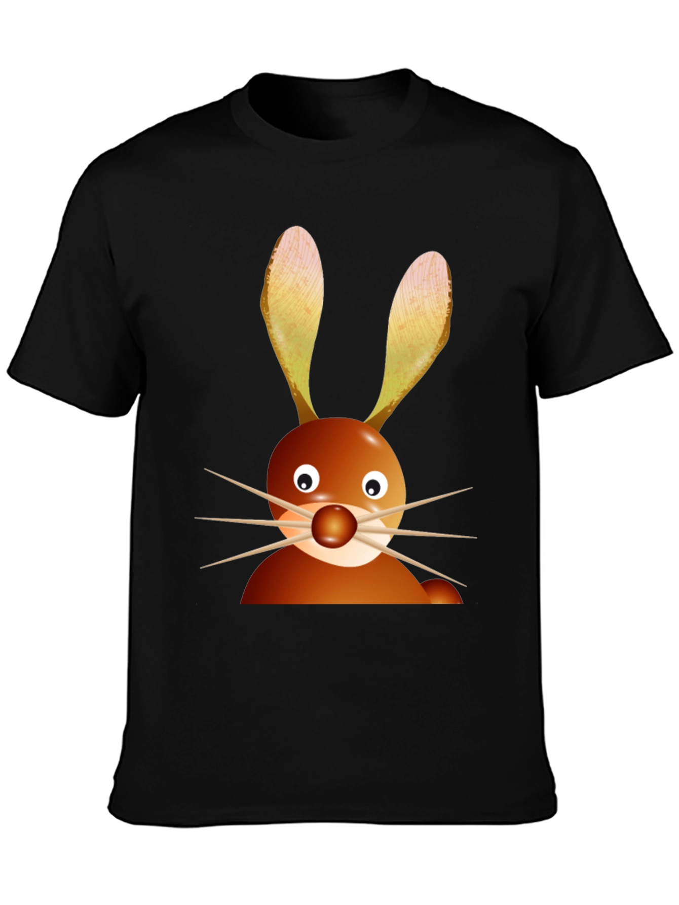 Black Funny Cartoon Bunny Rabbit Graphic Tee - Black view 3