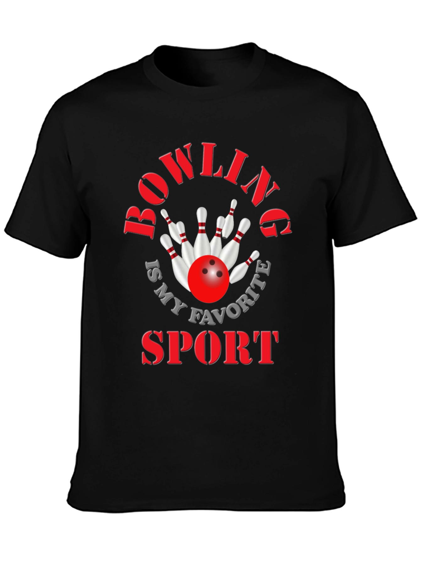 Black Bowling Is My Favorite Sport Graphic Tee view 3