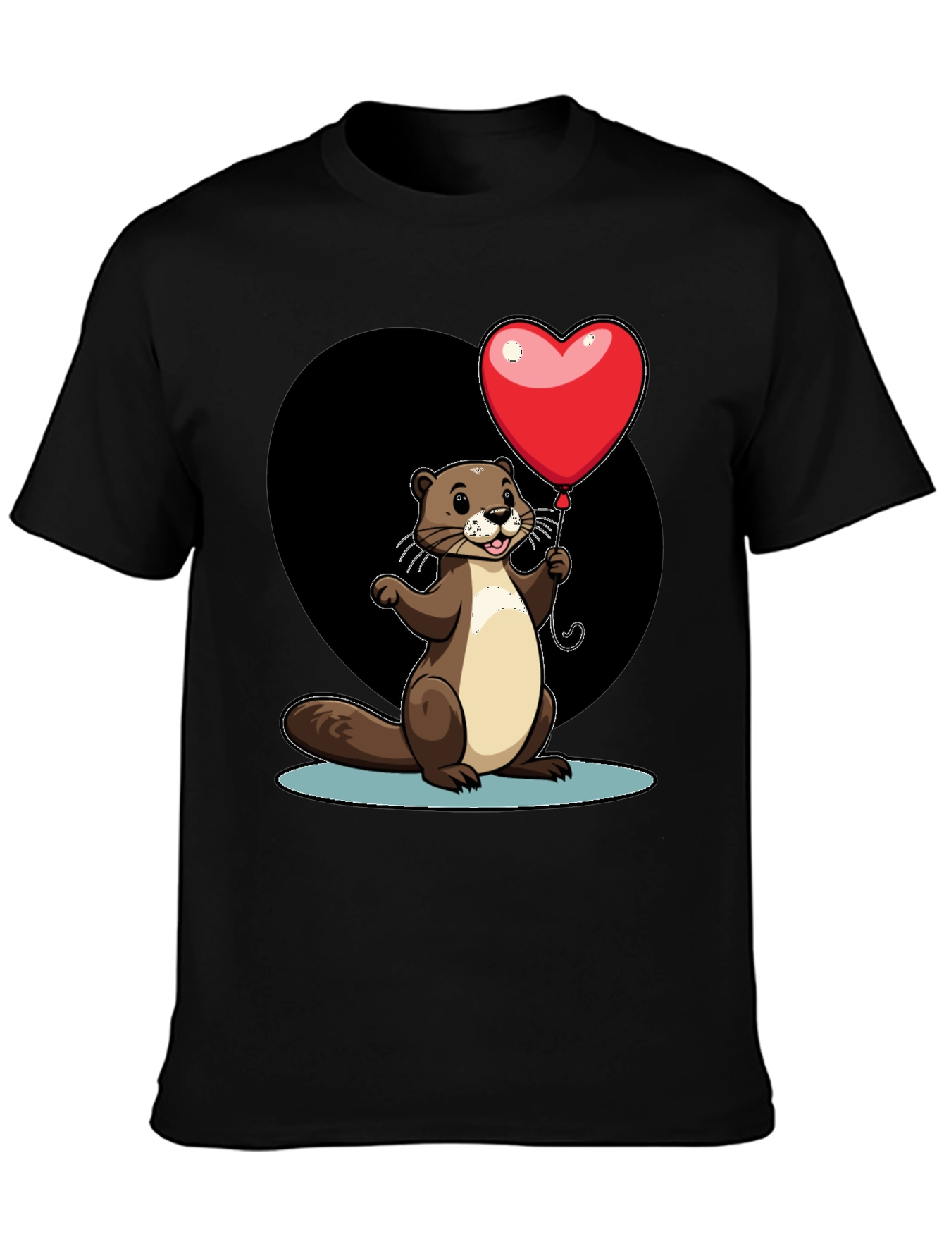 Black Heart Balloon Otter Graphic Tee - Valentine's Day view 3