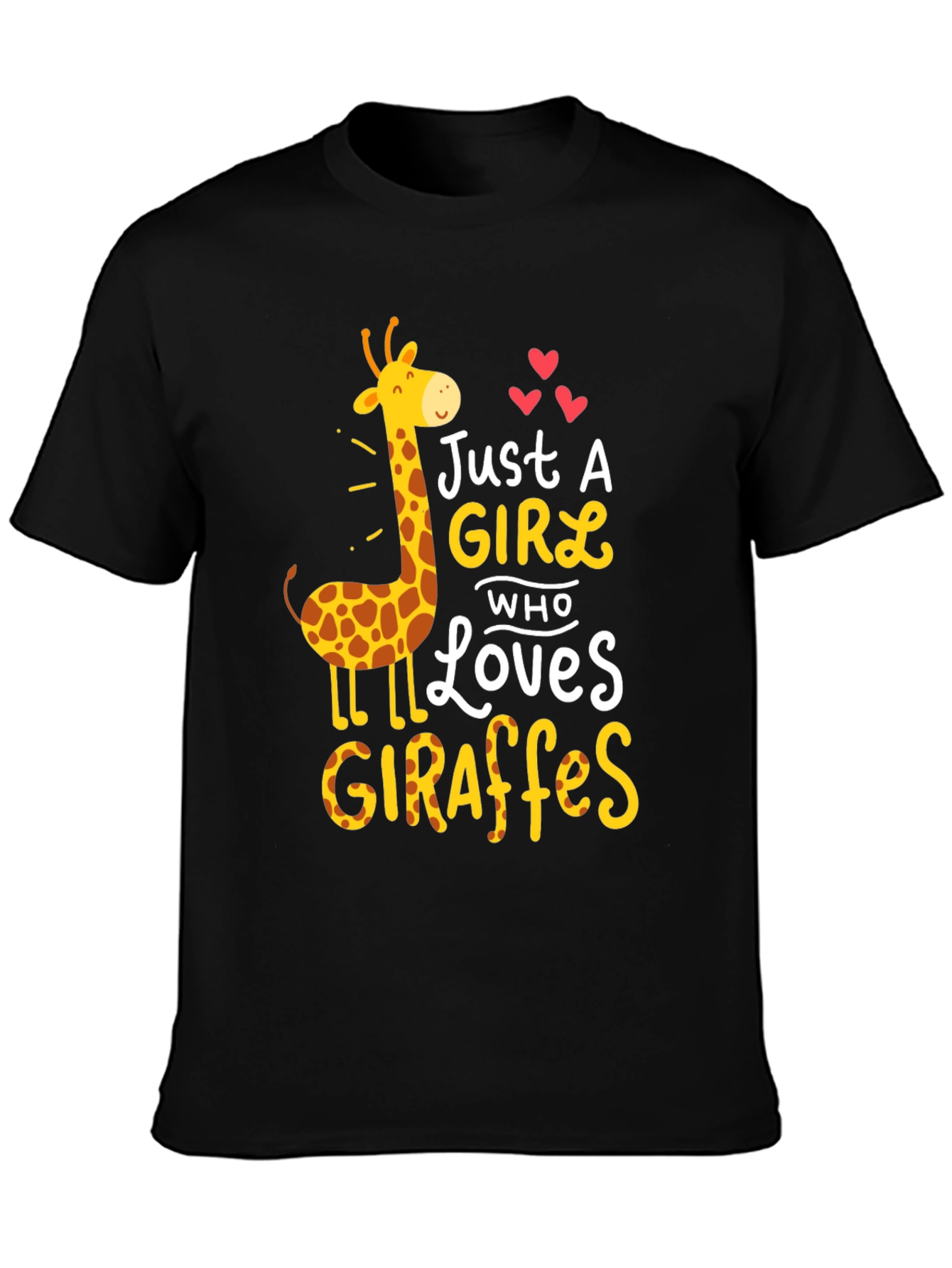 Black Just a Girl Who Loves Giraffes T-Shirt view 3